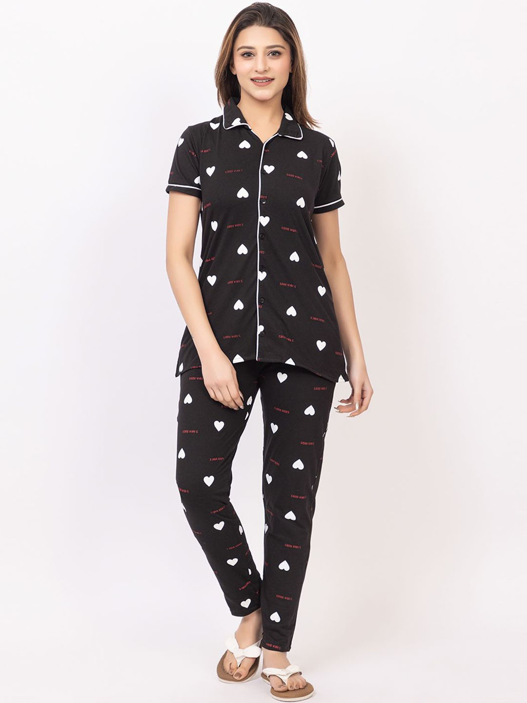

GEE 5 Women Printed Night suit, Black