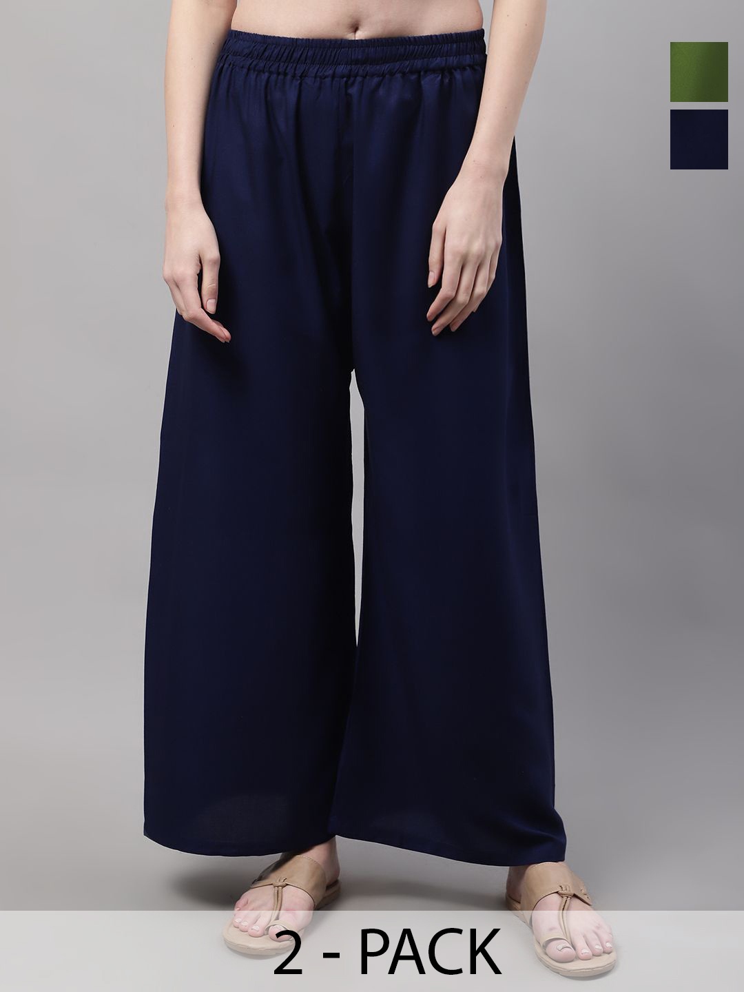 

Valles365 by S.C. Women 2 Flared Ethnic Palazzos, Navy blue