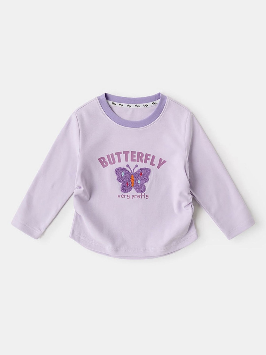 

LULU & SKY Girls Typography Printed Round Neck Cotton T-shirt, Lavender