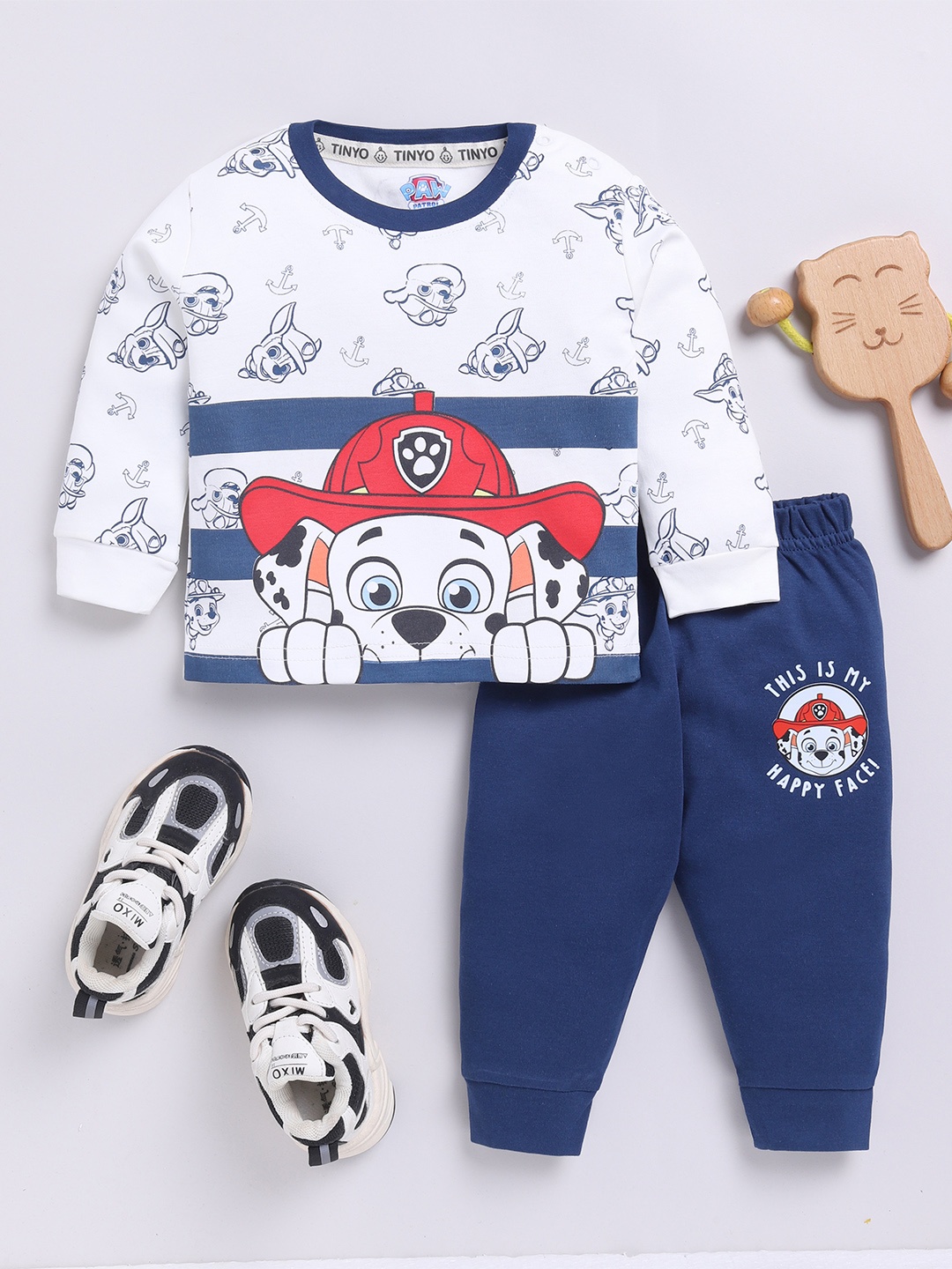 

YK X Tinyo Boys Printed T-shirt And Joggers, Blue