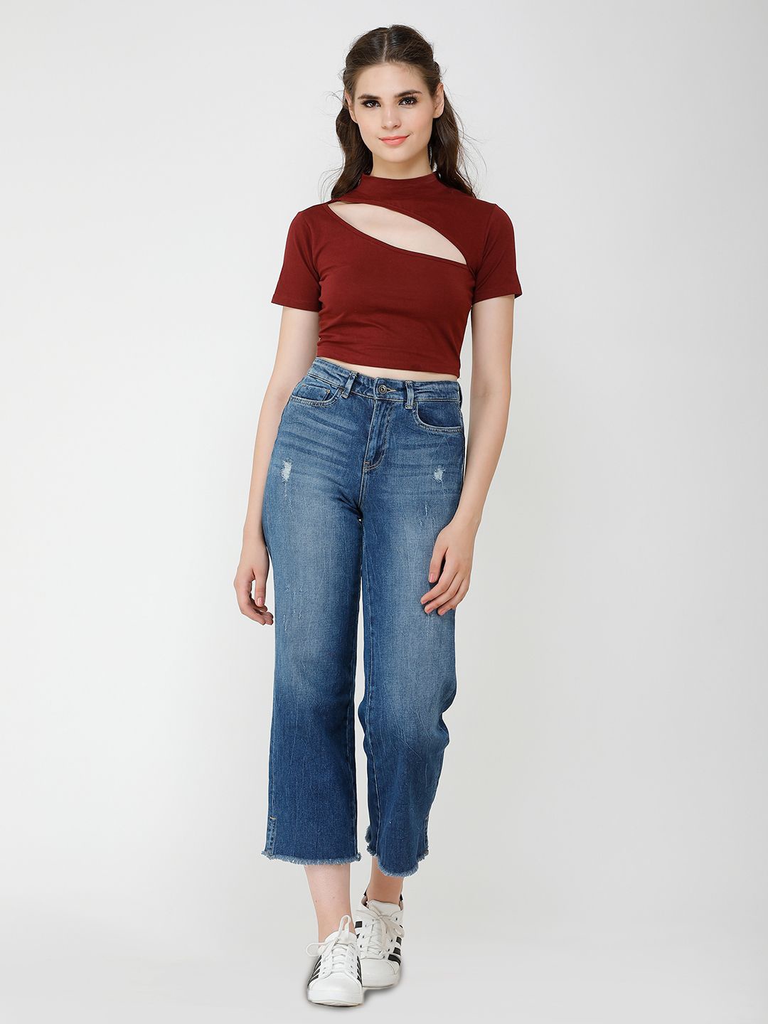 

Moda Rapido Cotton Crop Top, Maroon