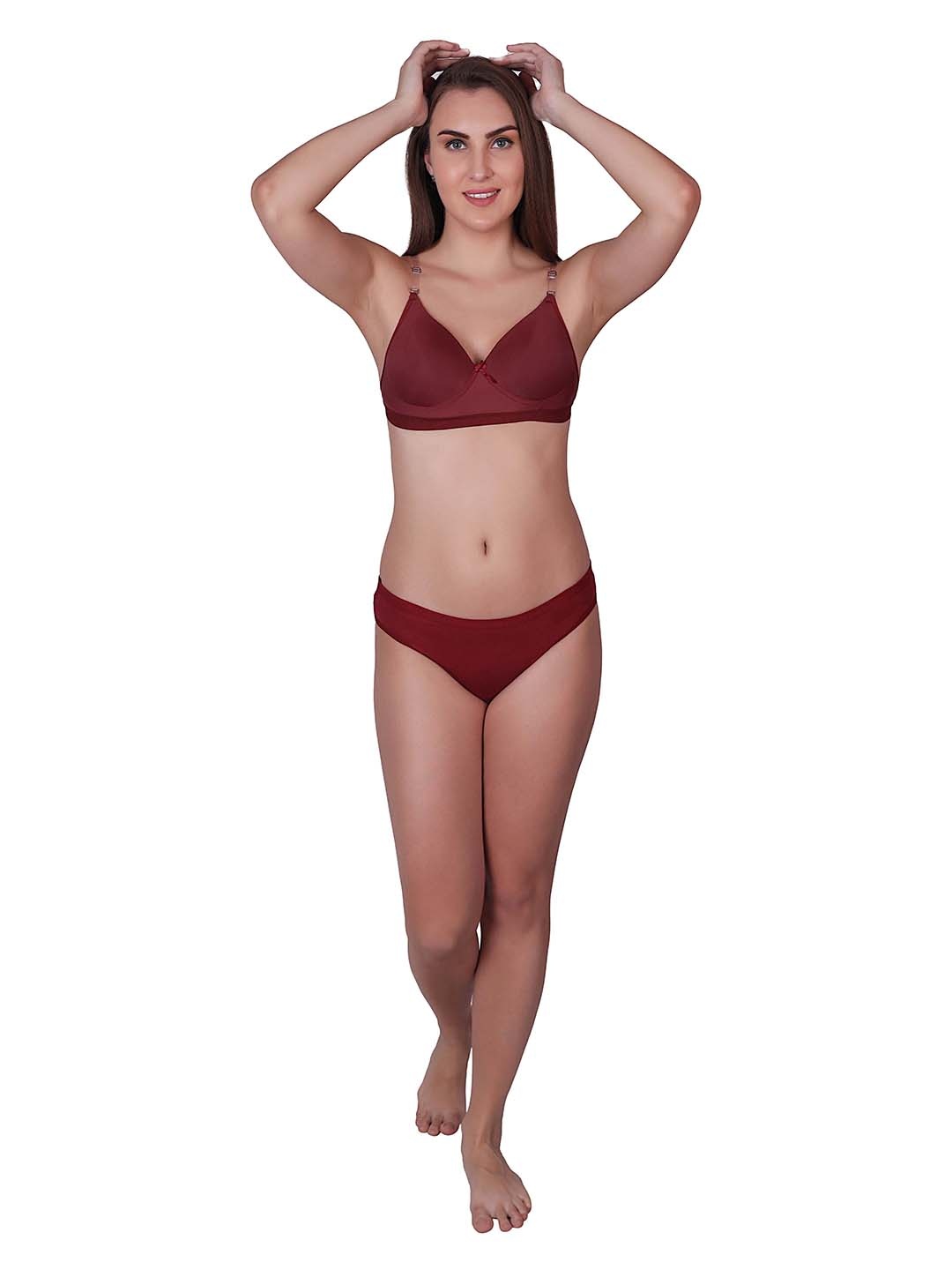 

SGC SWEDEN Women Mid-Rise Lightly-Padded Lingerie Set Rubi_Trans_Maroon_30