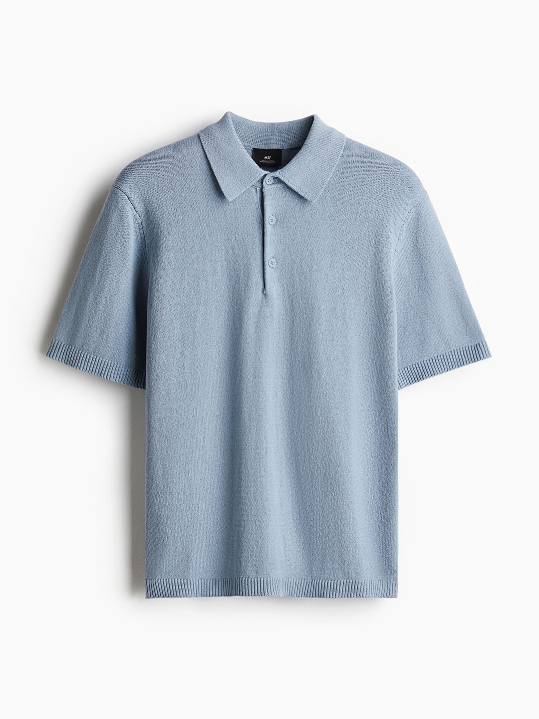 

H&M Regular Fit Fine-Knit Polo Shirt, Blue