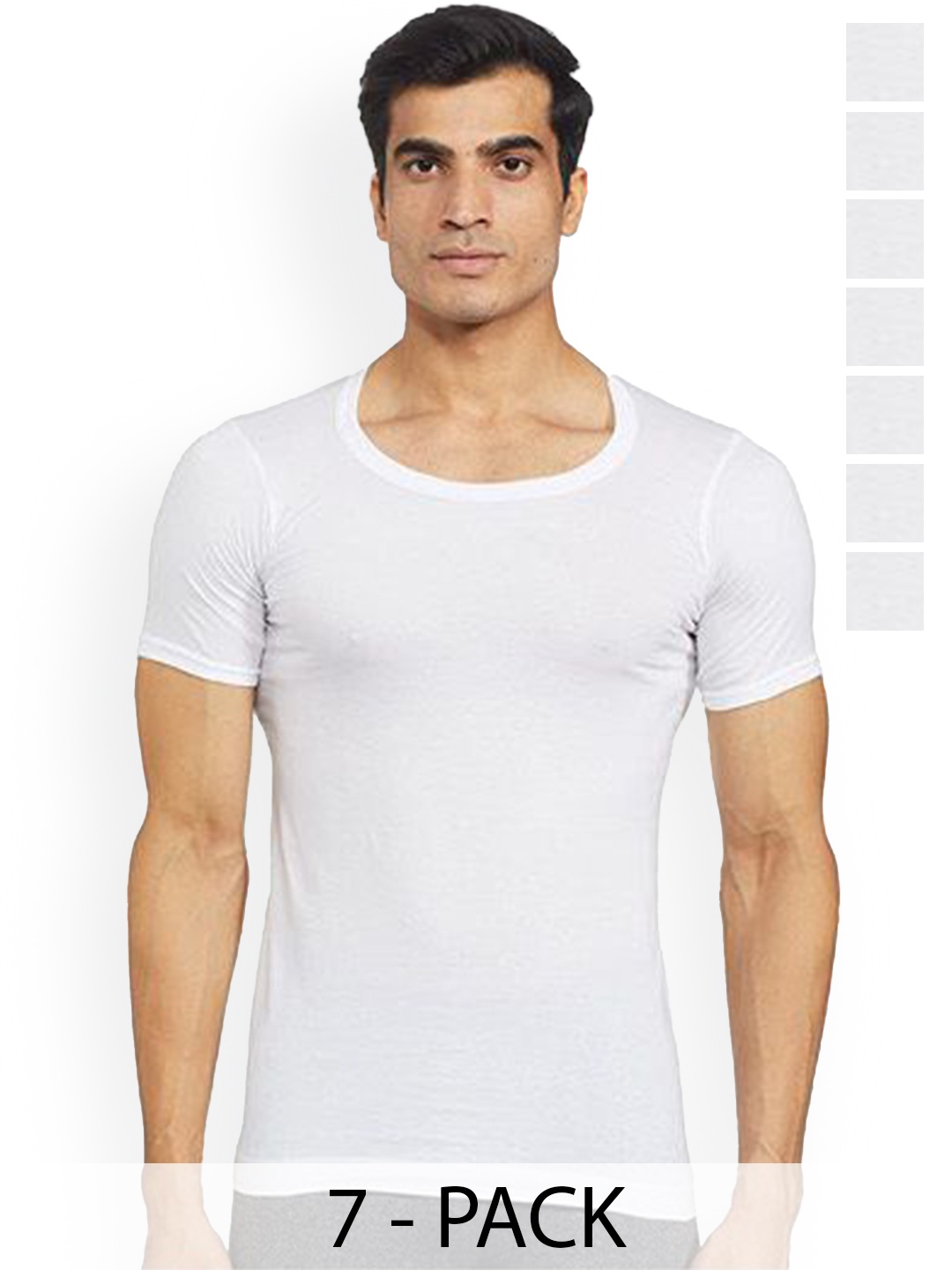 

Rupa Pack Of 7 Pure Cotton Innerwear Vests Frontline-Sky-White-RNS-7-100