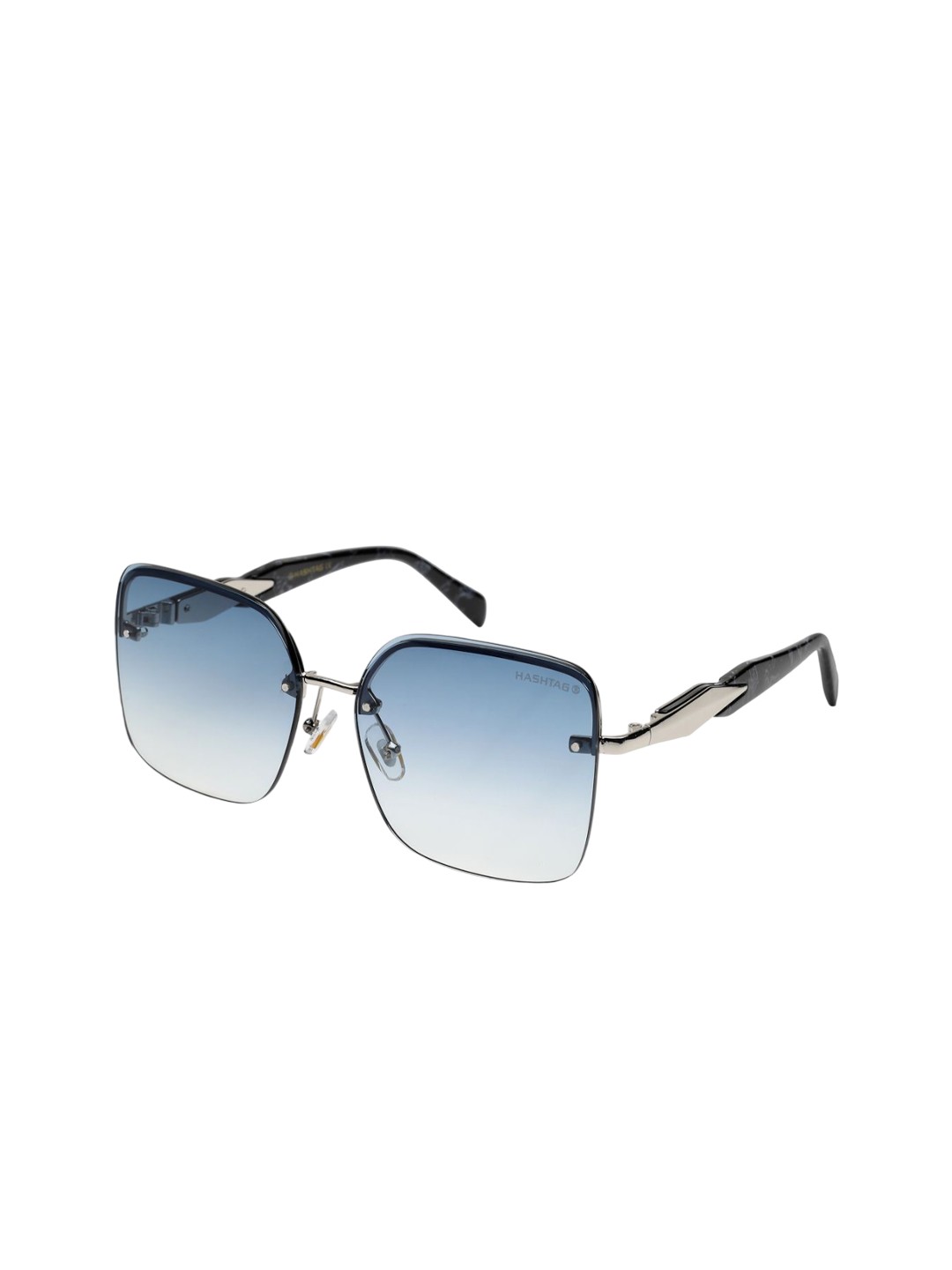 

HASHTAG EYEWEAR Women Oversized Sunglasses SEVA-2A945-SIL. D BL, Black