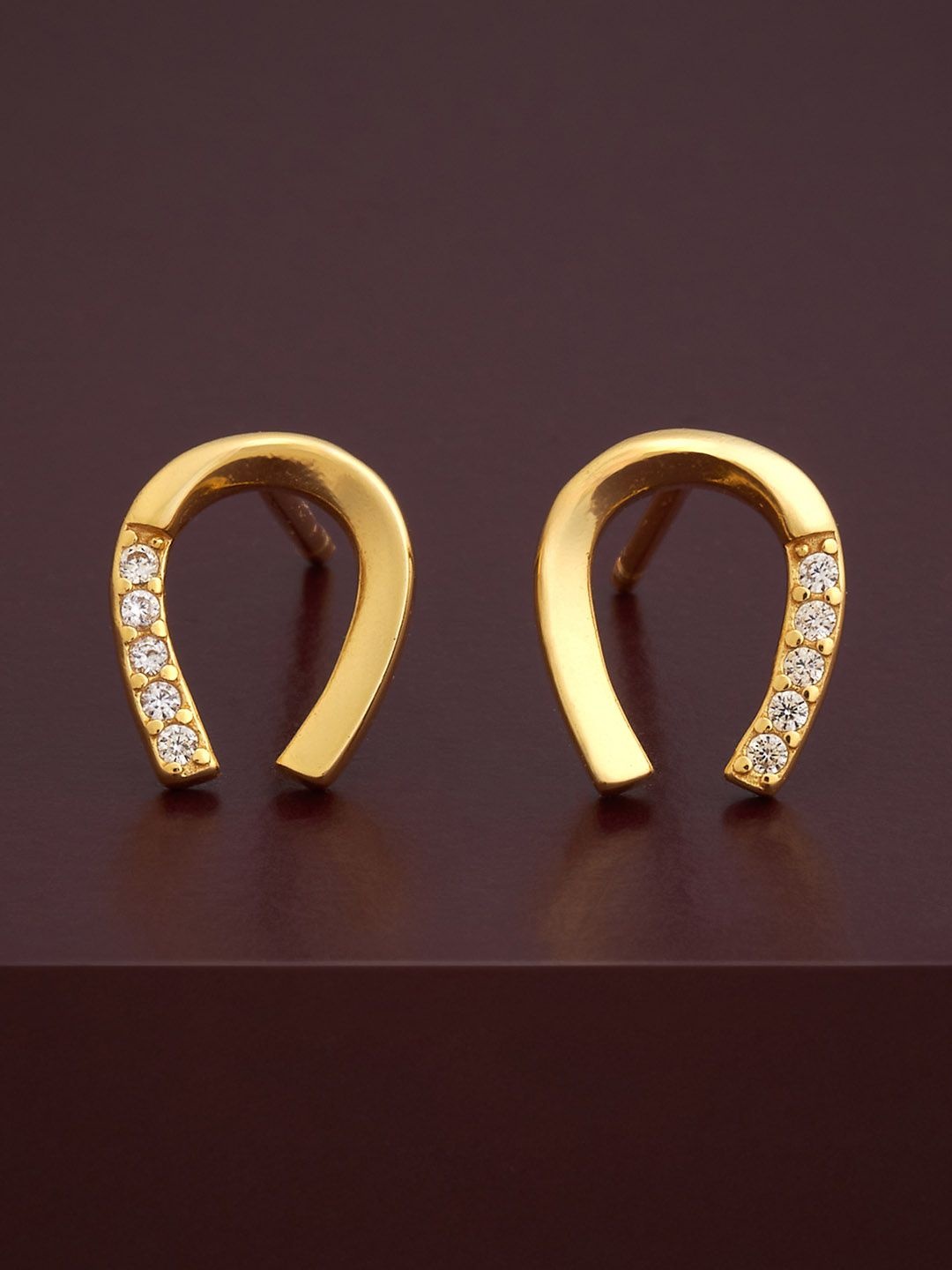 

Kushal's Fashion Jewellery 92.5 Sterling Silver Gold-Plated Stone Studded Classic Studs, White