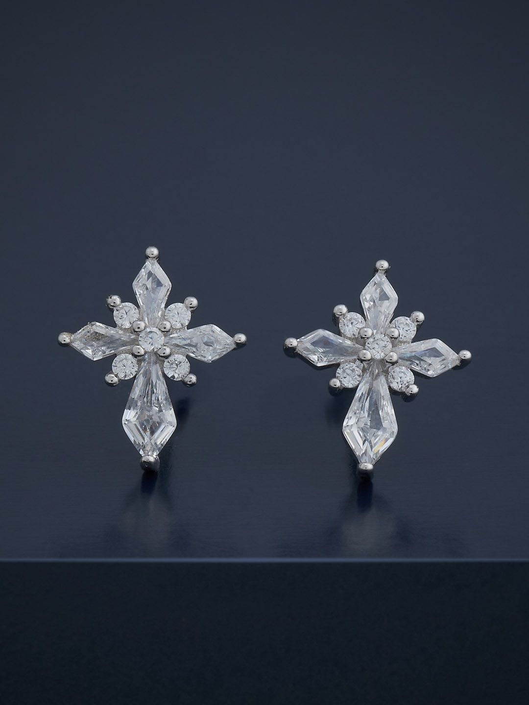 

Kushal's Fashion Jewellery 92.5 Silver Classic Artificial Stones Studs, White