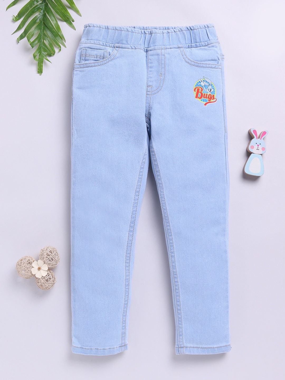 

Here&Now X Game Begins Girls Slim Fit Printed Stretchable Jeans, Blue