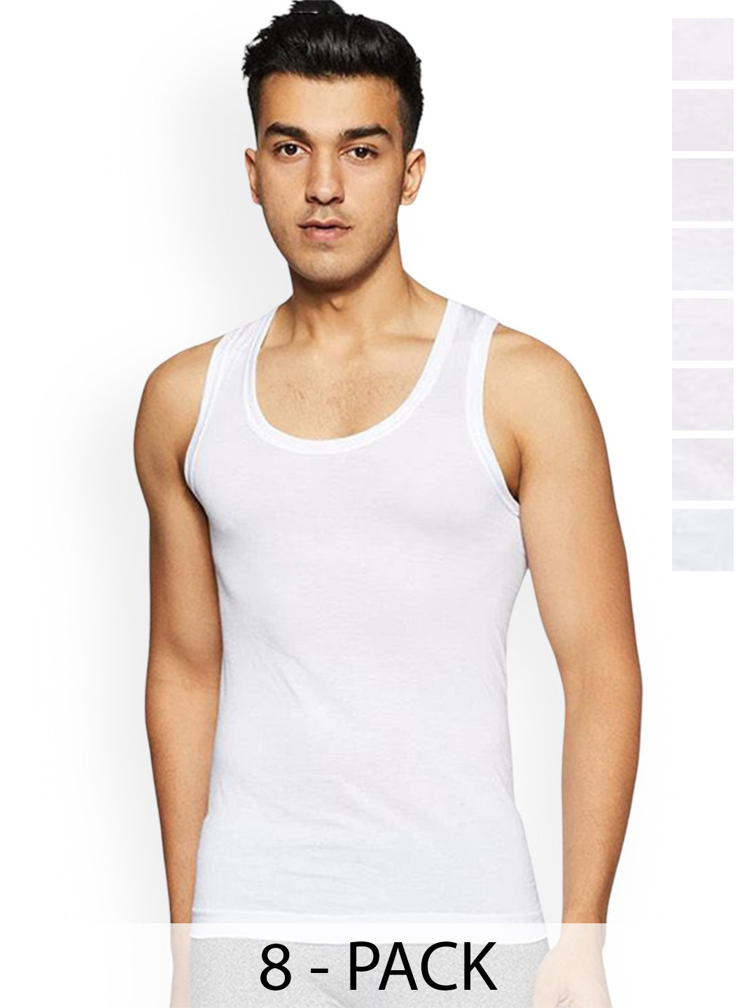 

Rupa Pack Of 8 Pure Cotton Under Shirt Vests Frontline-Air-Whit-RN-8-80, White
