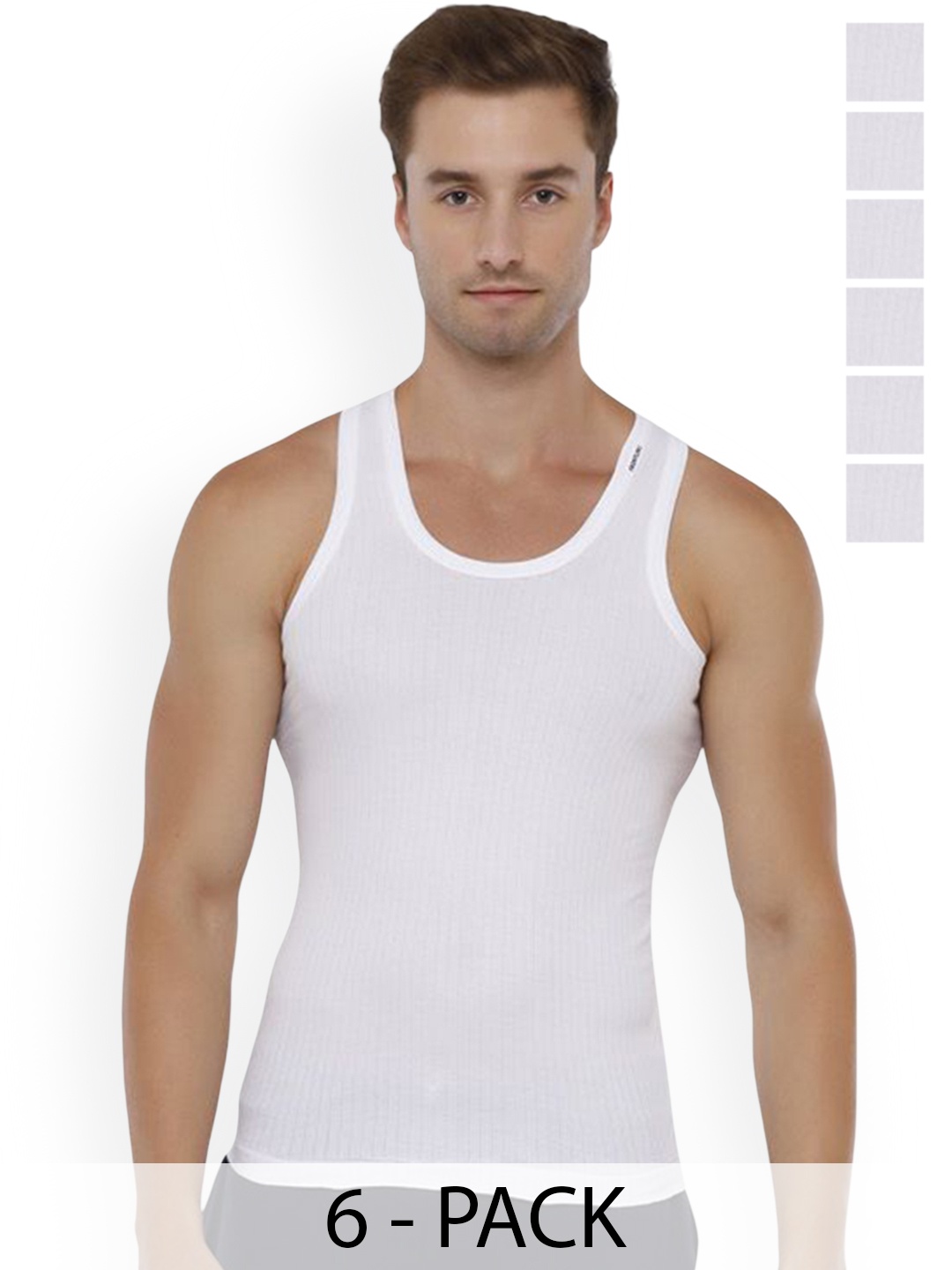 

Rupa Pack Of 6 Cotton Innerwear Vests - Frontline-Xing-Whit-RN-6-95, White