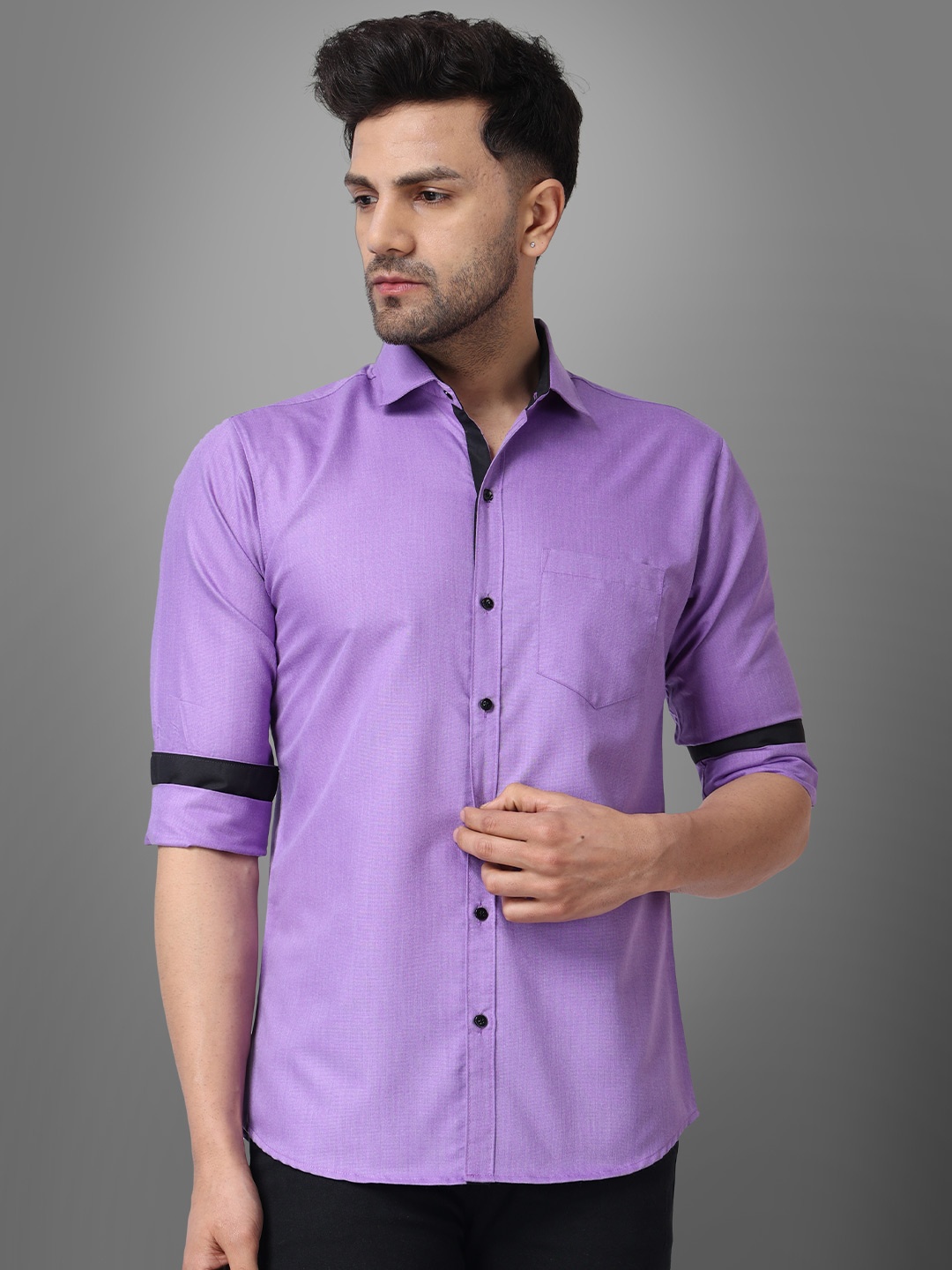 

Metronaut Men Semi Sheer Casual Shirt, Purple