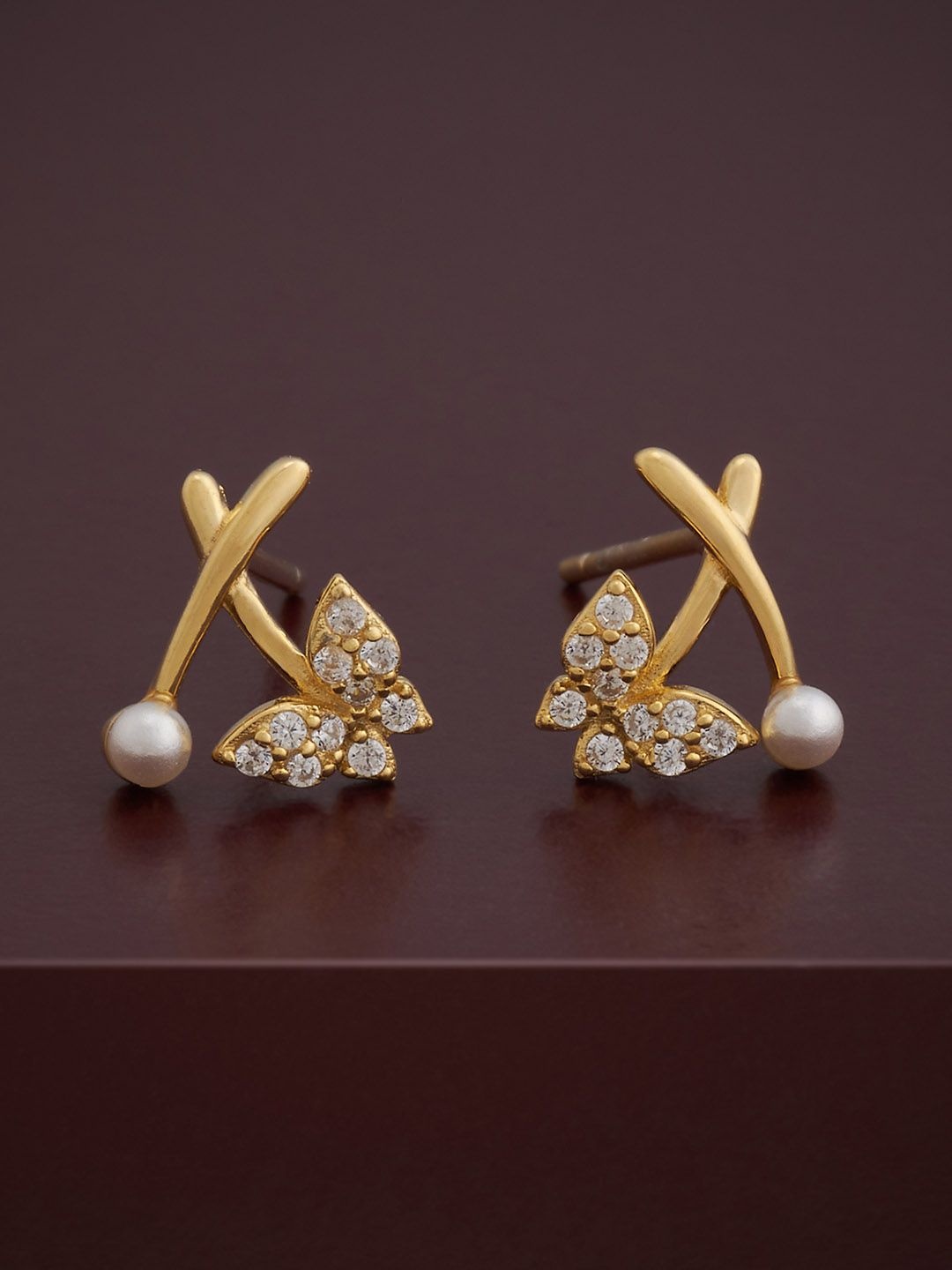 

Kushal's Fashion Jewellery 92.5 Sterling Silver Gold Plated Pearls Studded Party Studs