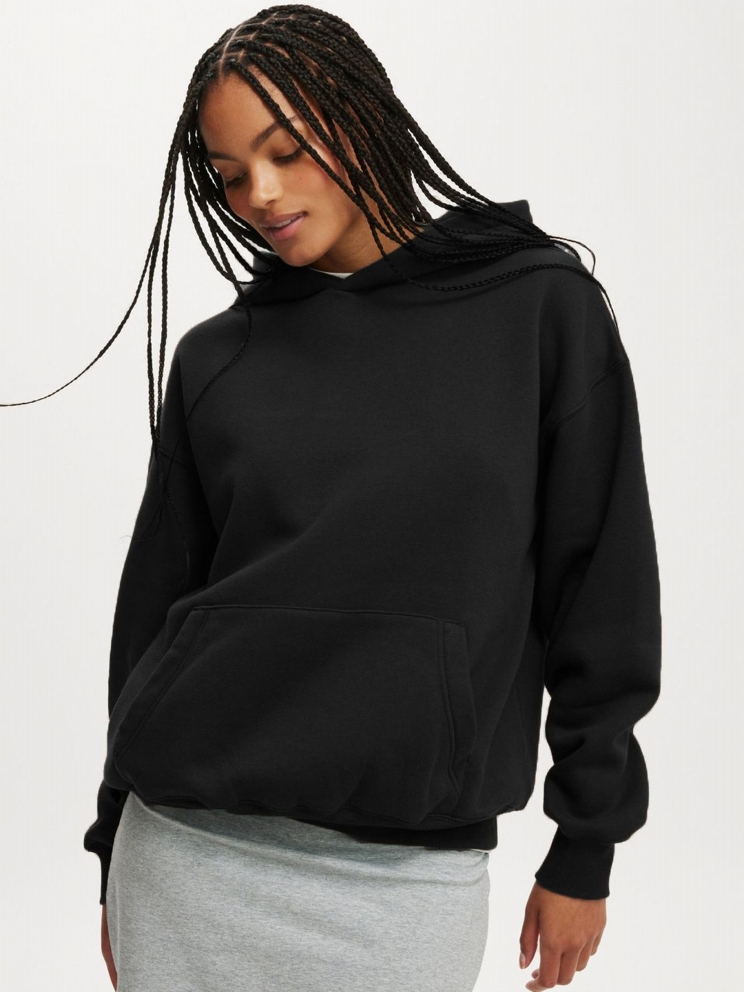 

Moda Rapido Women Oversized Solid Sweatshirt, Black