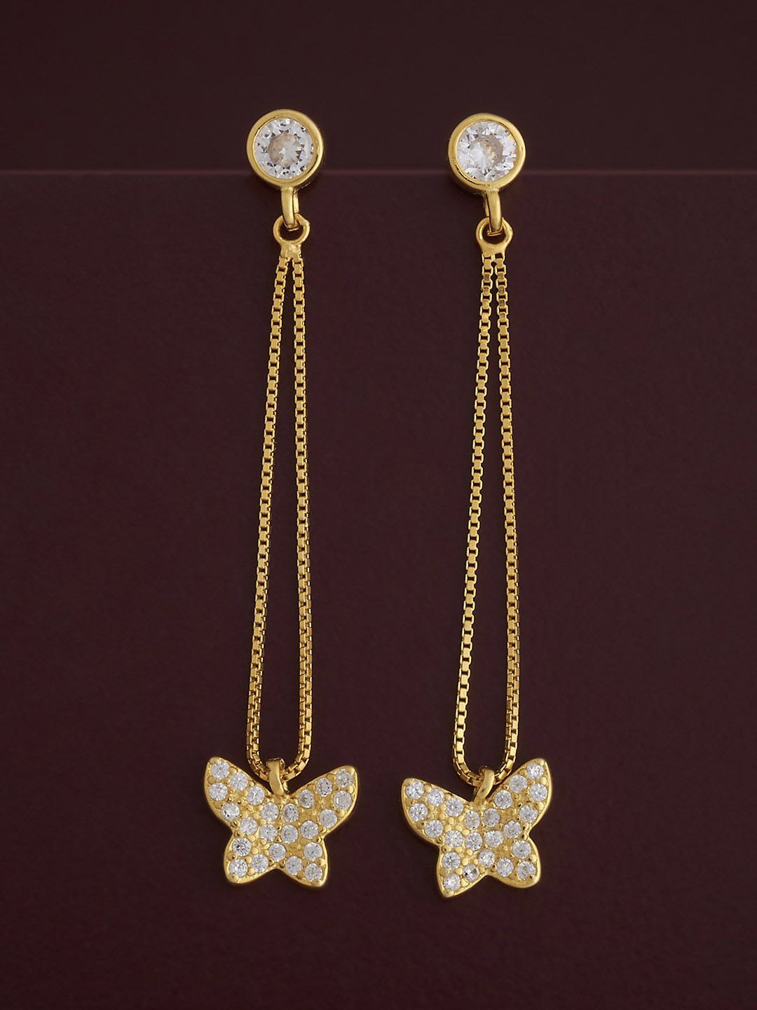 

Kushal's Fashion Jewellery 92.5 Silver Gold-Plated Classic Zircon Drop Earrings