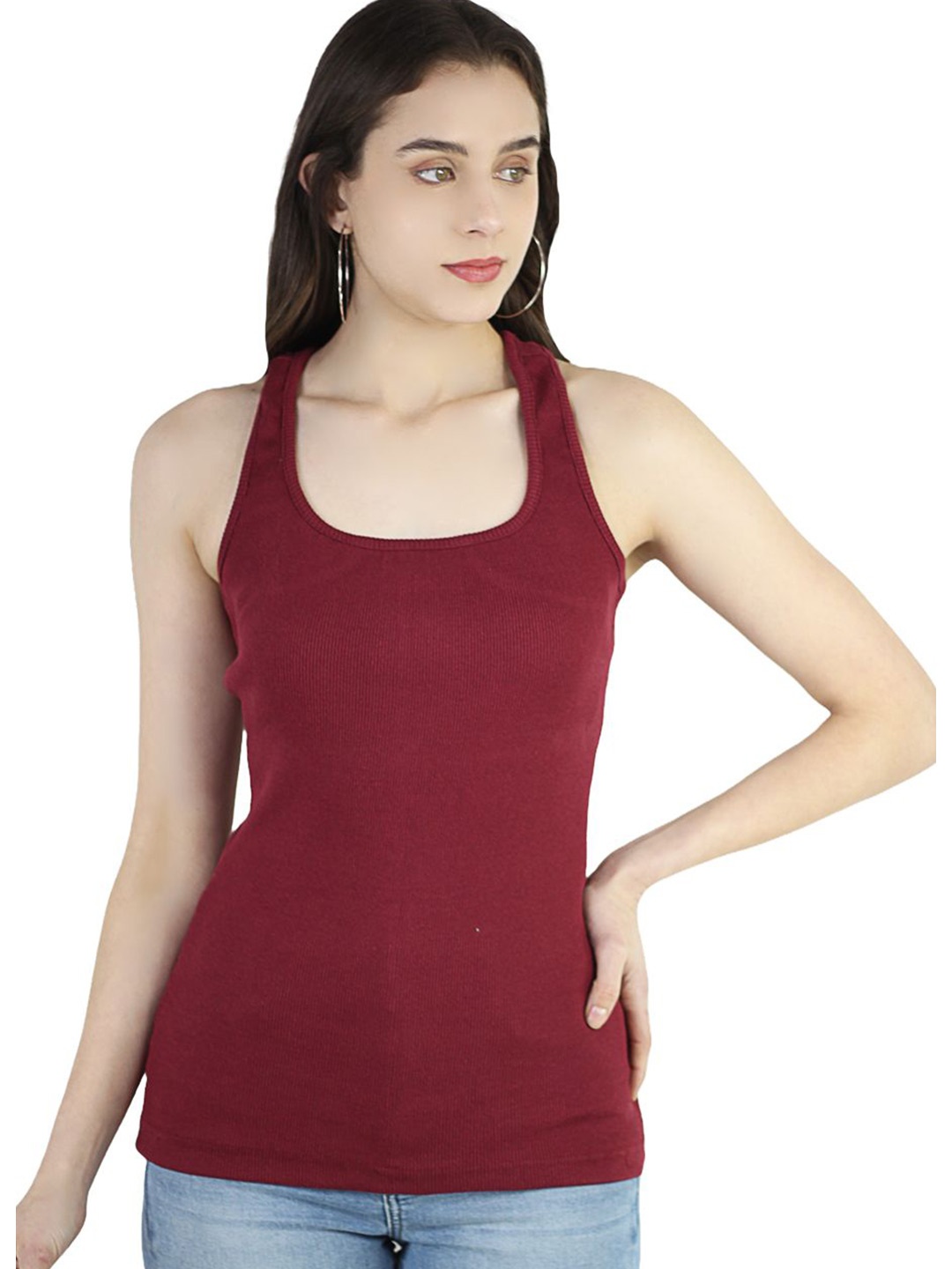 

ARTYSKA Women Ribbed Tank Top, Maroon