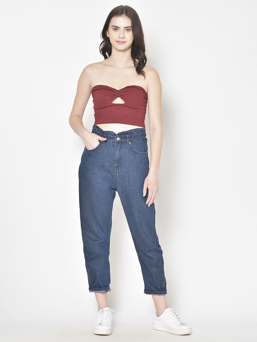 

Moda Rapido Cotton Tube Crop Top, Maroon