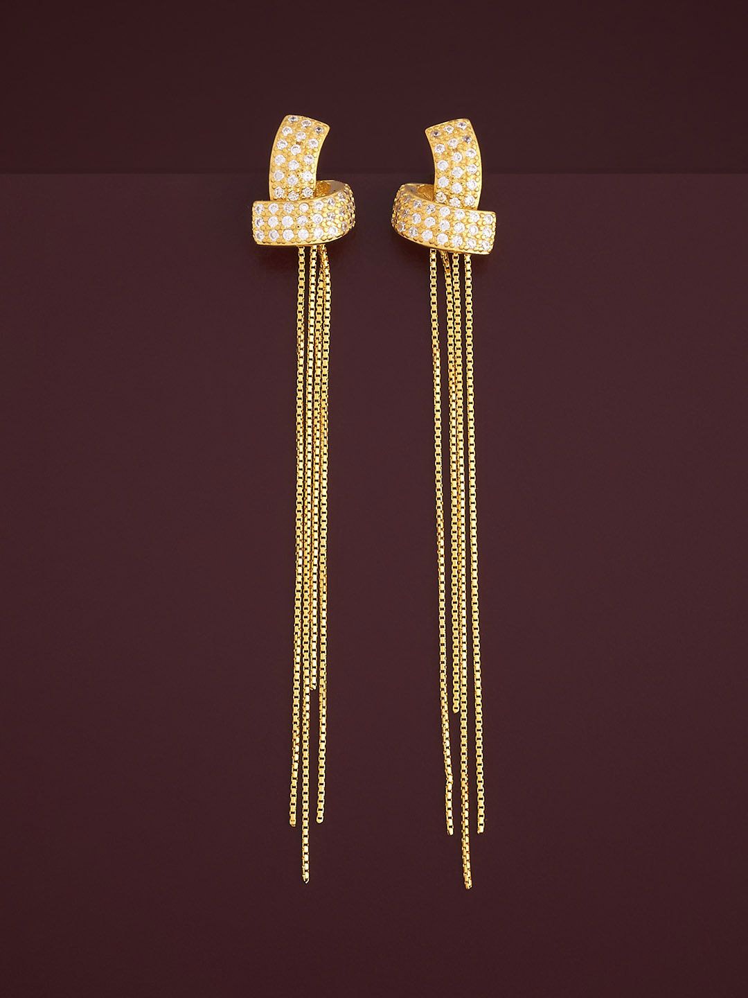 

Kushal's Fashion Jewellery 92.5 Silver Gold Plated CZ Drop Earrings