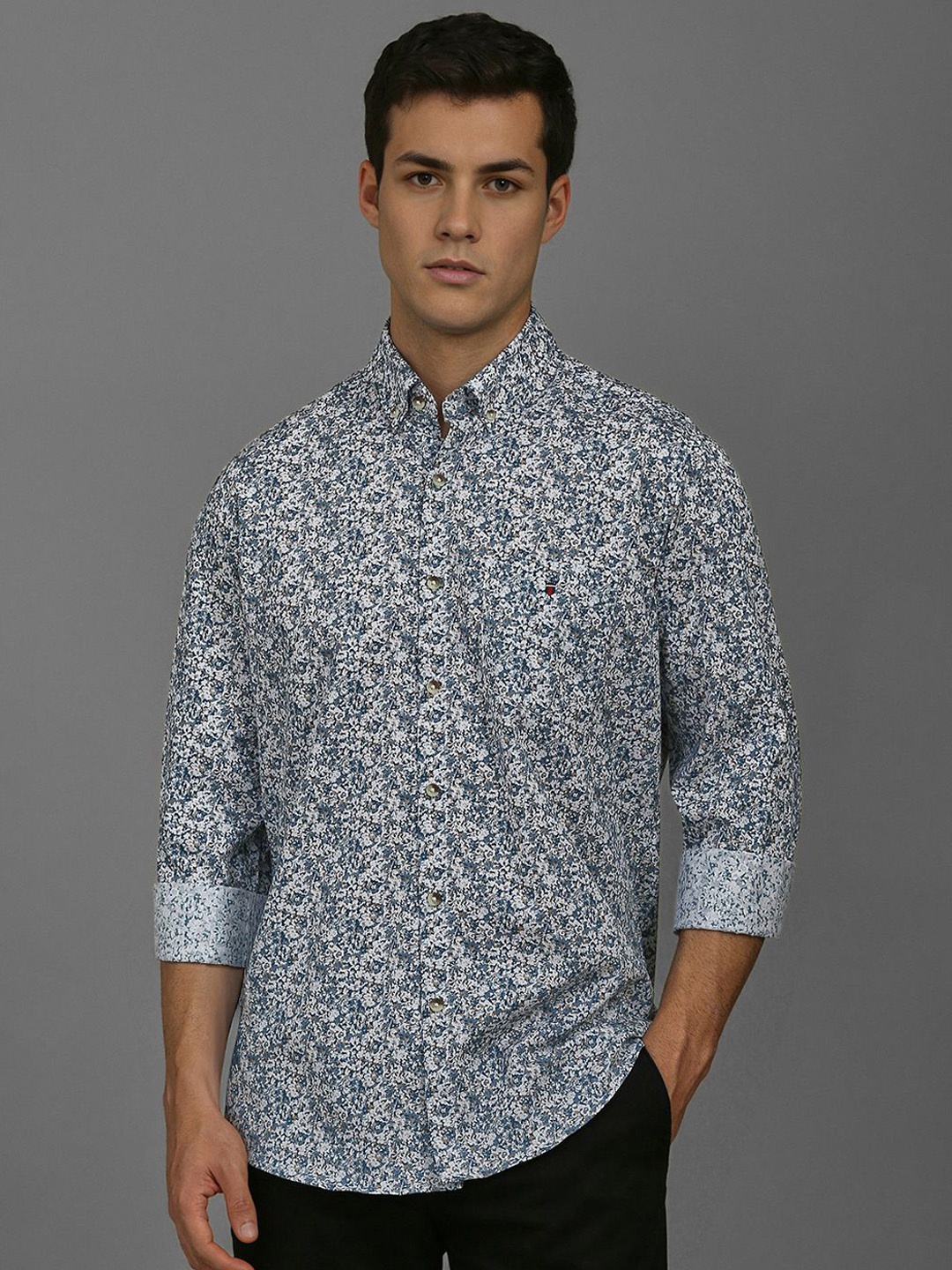 

Louis Philippe Sport Men Cotton Floral Printed Casual Shirt, Blue