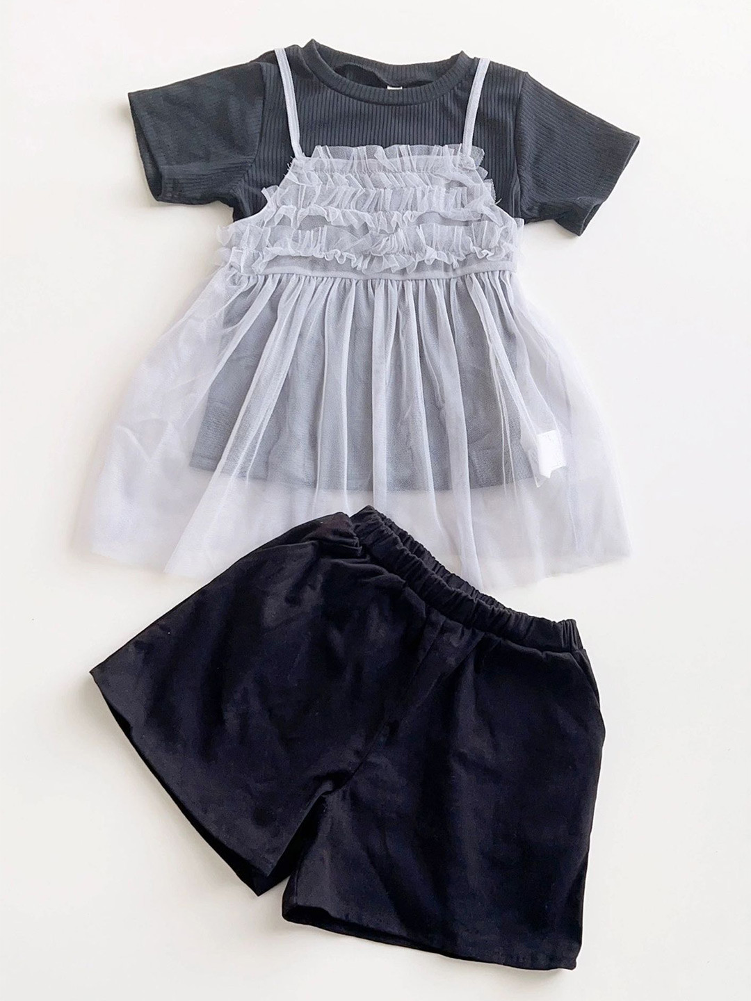 

LULU & SKY Girls Striped Top With Shorts & Top, White