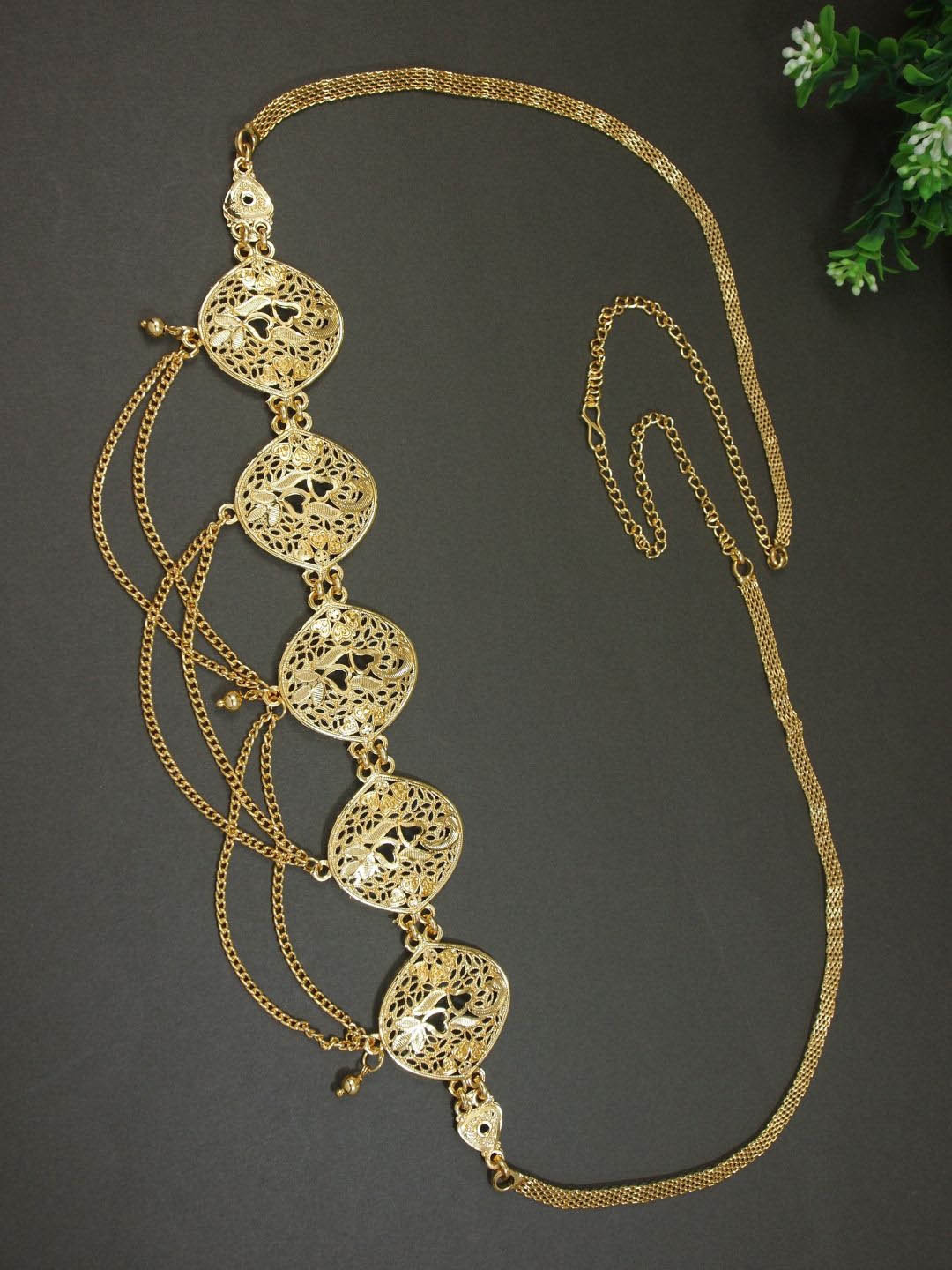 

I Jewels Studded Waist Chain Saree Accessories, Gold