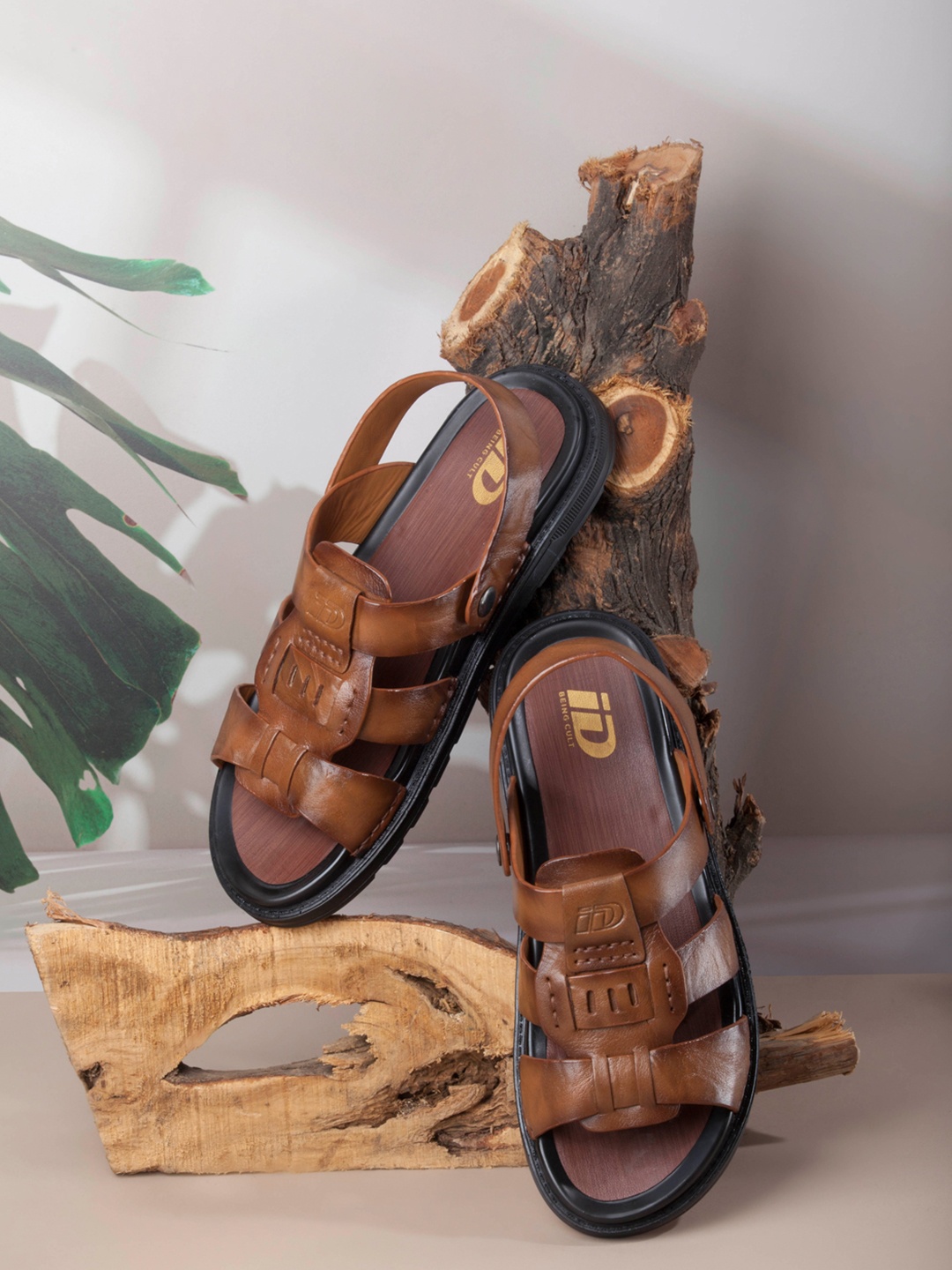 

ID Men Leather Fisherman Sandals, Tan