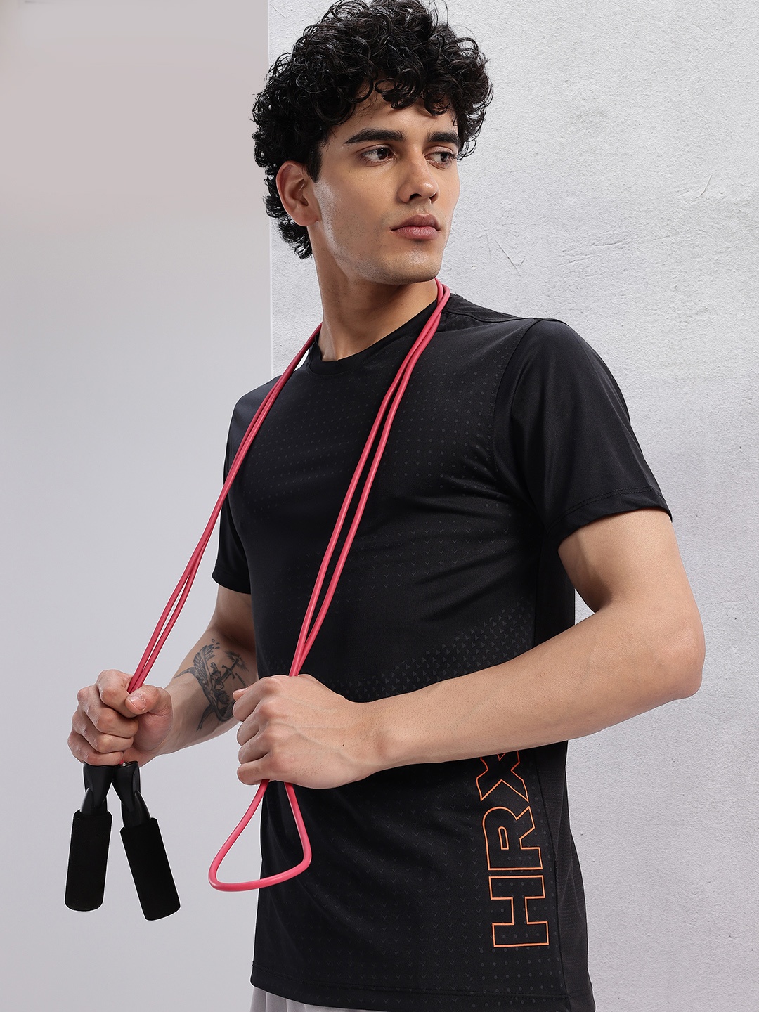 

HRX by Hrithik Roshan Printed Rapid-Dry Training T-shirt, Black
