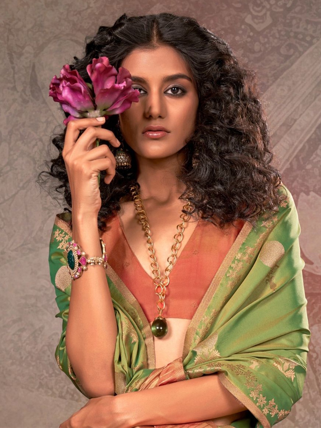 

BLENDIFY Woven Design Zari Banarasi Saree, Green
