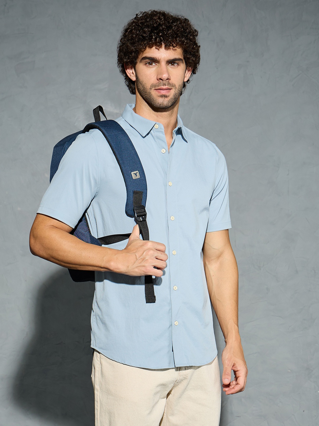 

Technosport Men Classic Slim Fit Solid Casual Shirt, Blue