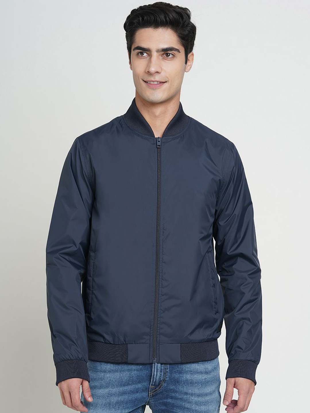 

Jack & Jones Men Solid Windcheater Bomber Jacket, Navy blue