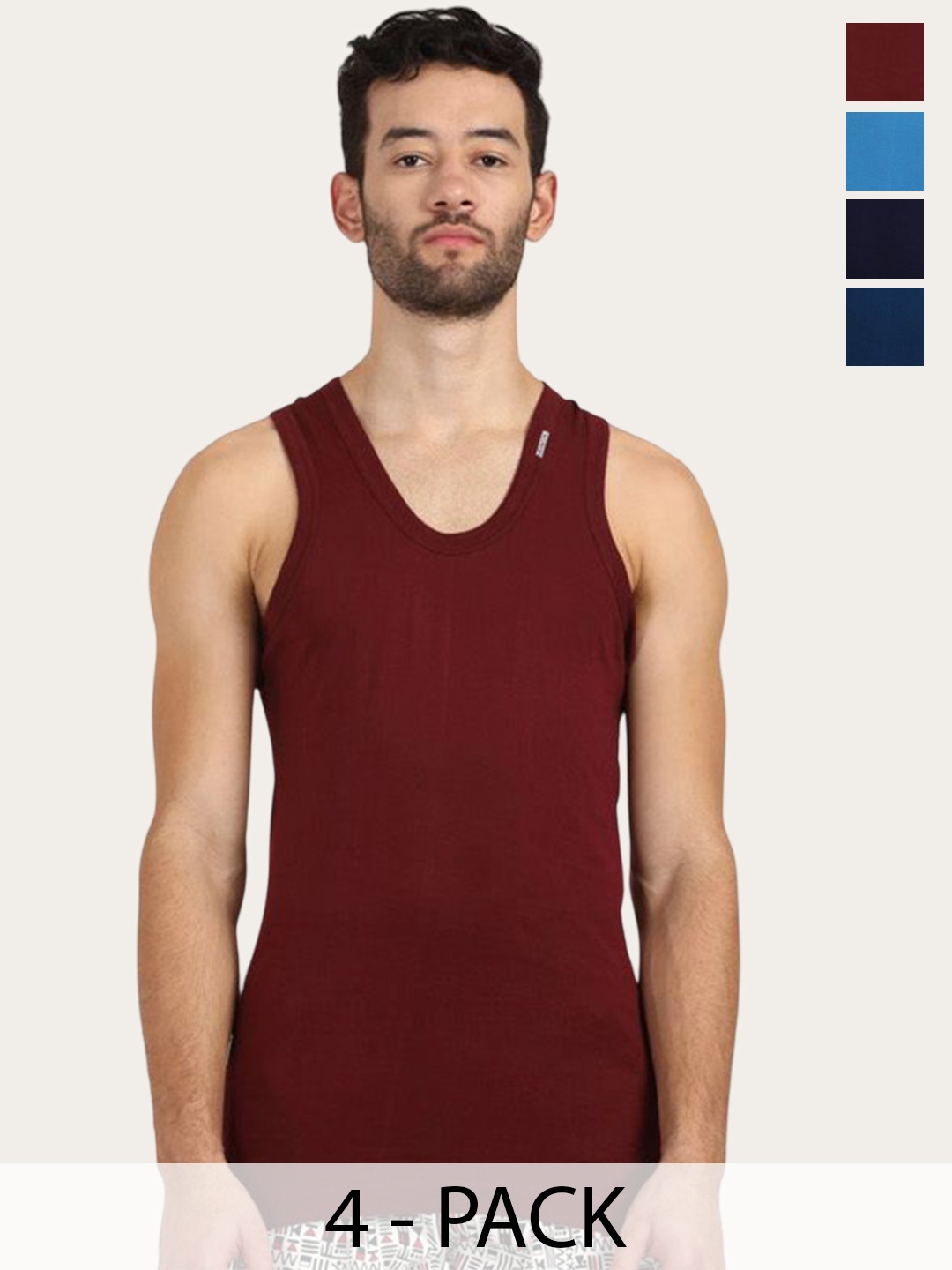 

Rupa Pack Of 4 Assorted Pure Cotton Undershirt Vests Frontline-Color-Asst-RN-4-80