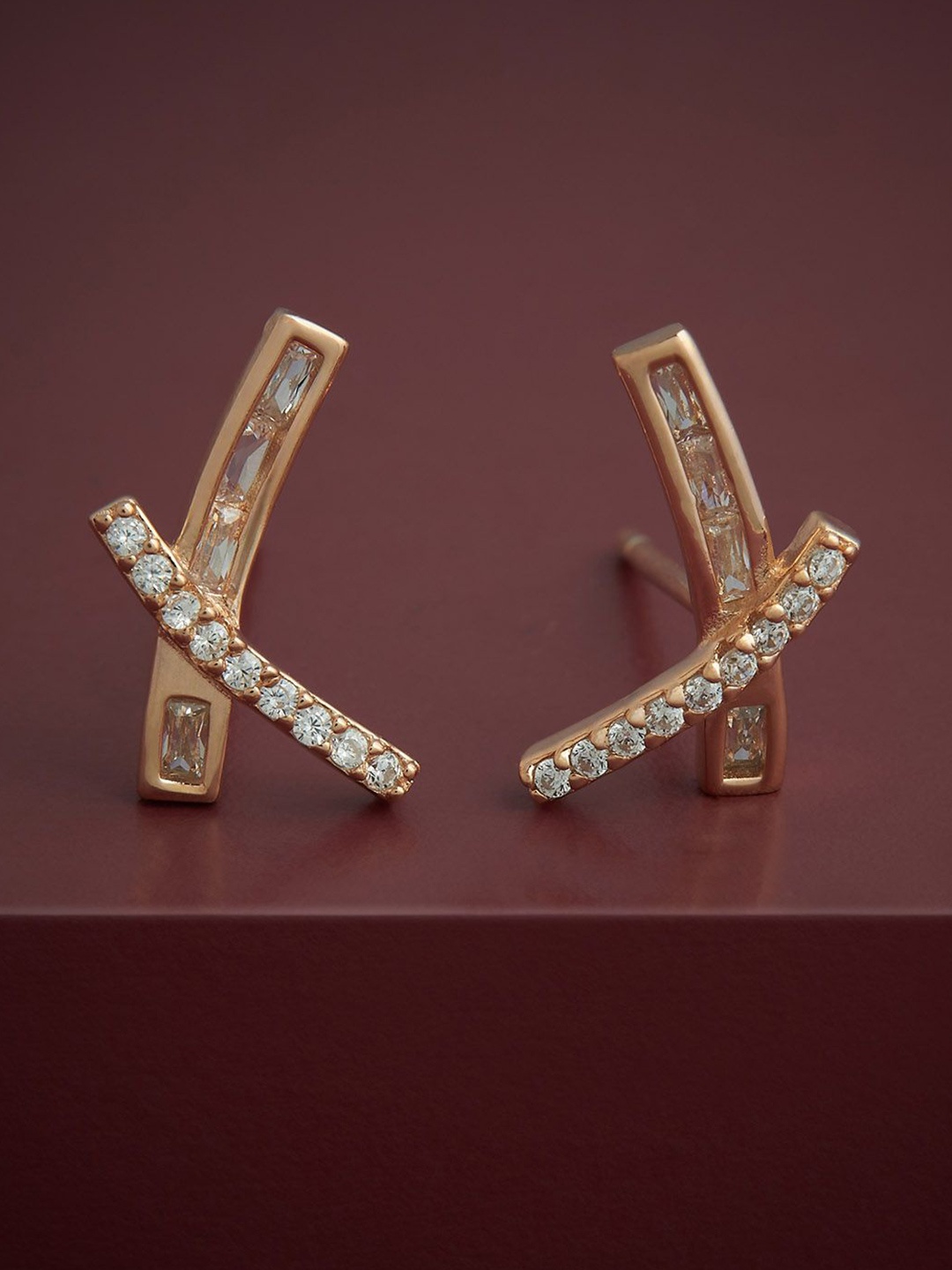 

Kushal's Fashion Jewellery 92.5 Silver Rose Gold-Plated Party Studs