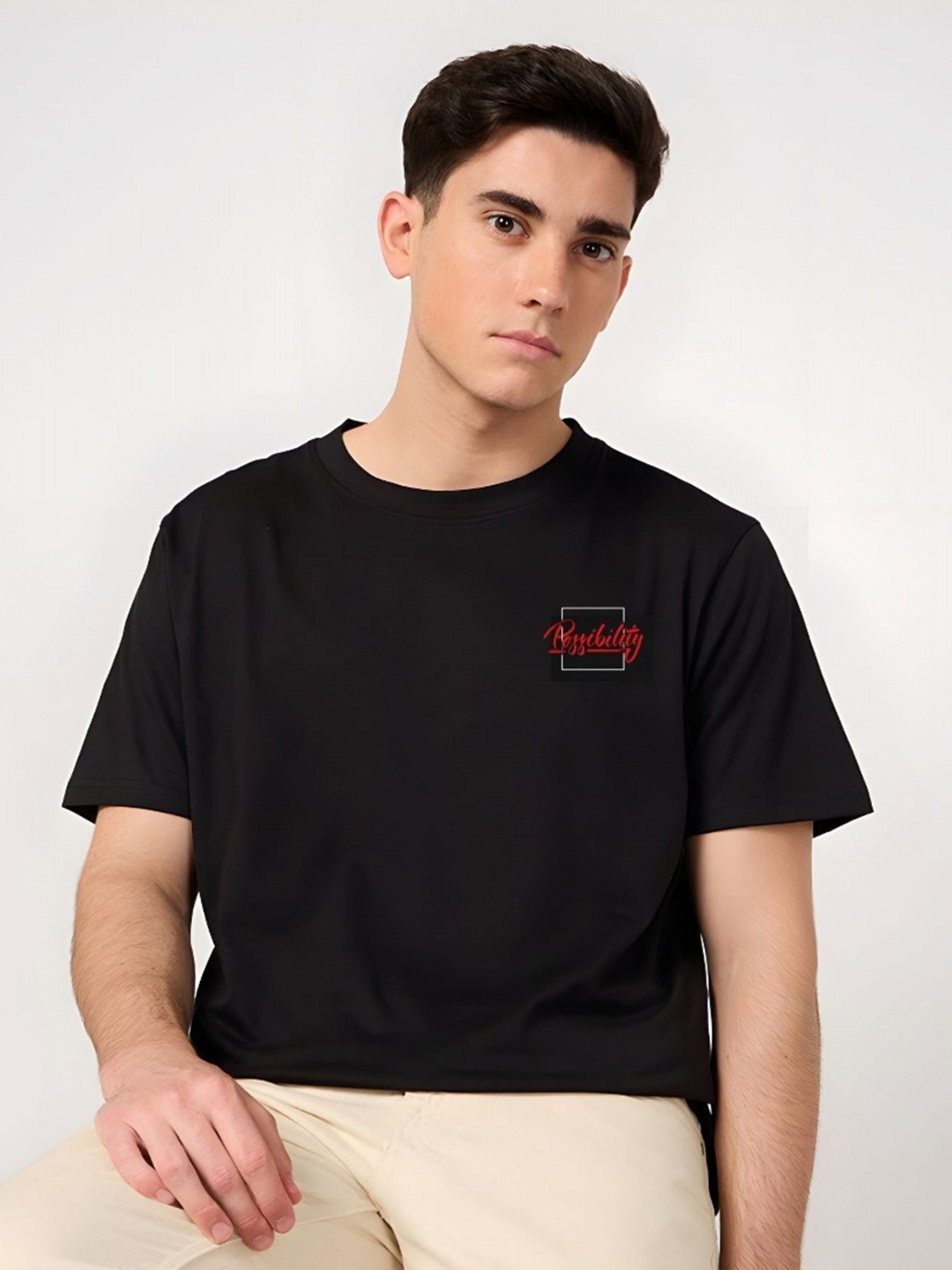 

Moda Rapido Men Typography Printed Round Neck Cotton Relaxed Fit T-shirt, Black