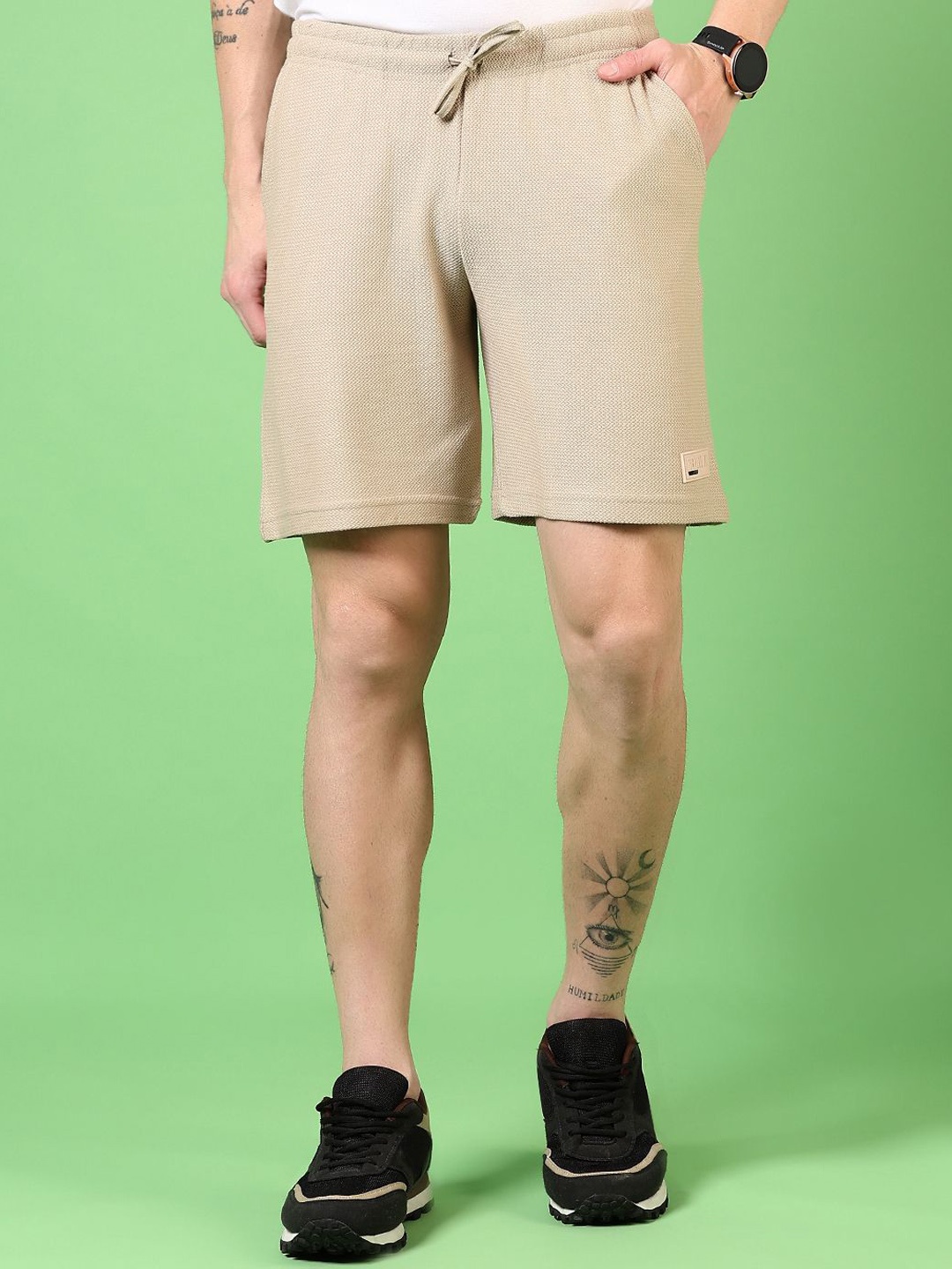 

V-Mart Men Regular Fit Mid-Rise Shorts, Beige