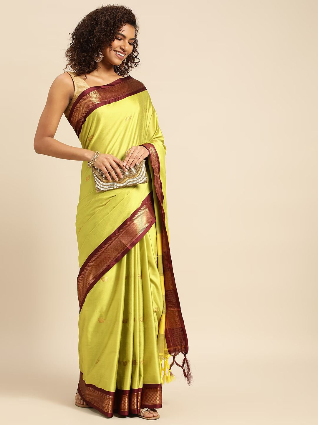 

DIVASTRI Woven Design Zari Paithani Saree, Green
