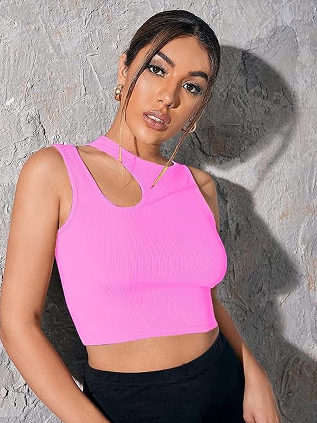 

WESTCHIC Crepe Crop Top, Pink