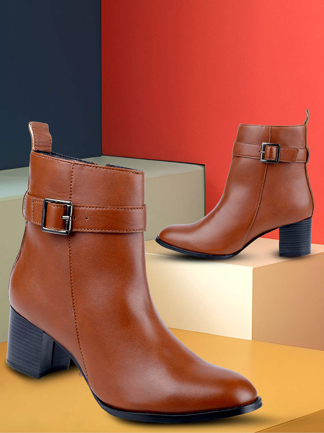

Bxxy Women Mid-Top Block Heel Chelsea Boots, Brown