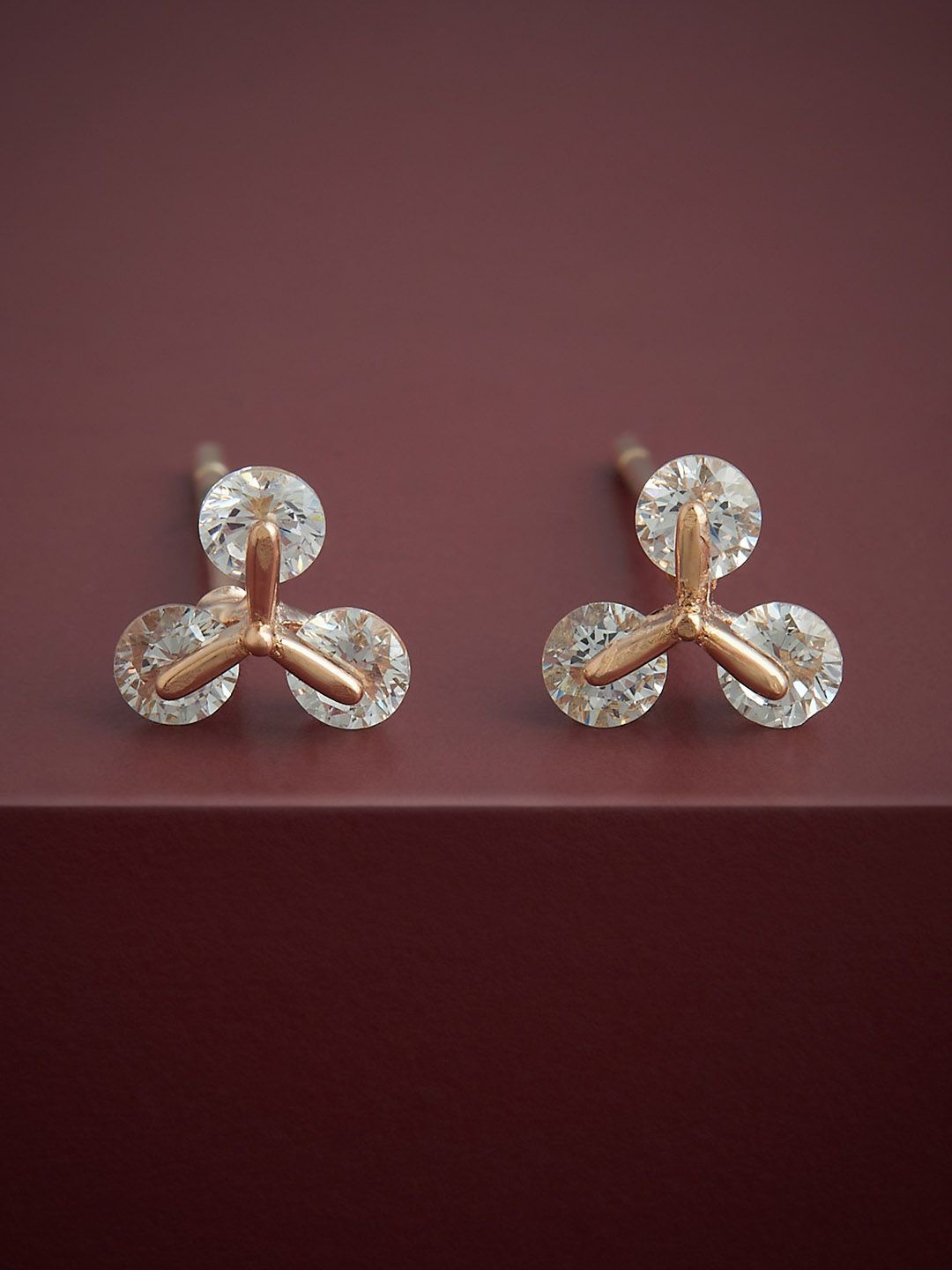 

Kushal's Fashion Jewellery 92.5 Silver Rose Gold-Plated Classic Studs Earrings