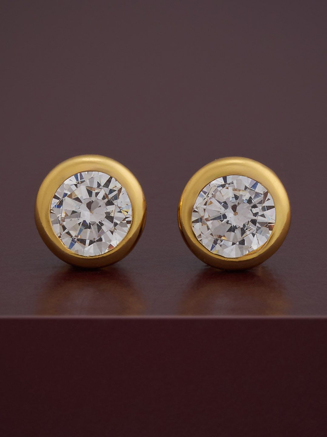 

Kushal's Fashion Jewellery 92.5 Silver Gold-Plated Stone Studded Studs Earrings