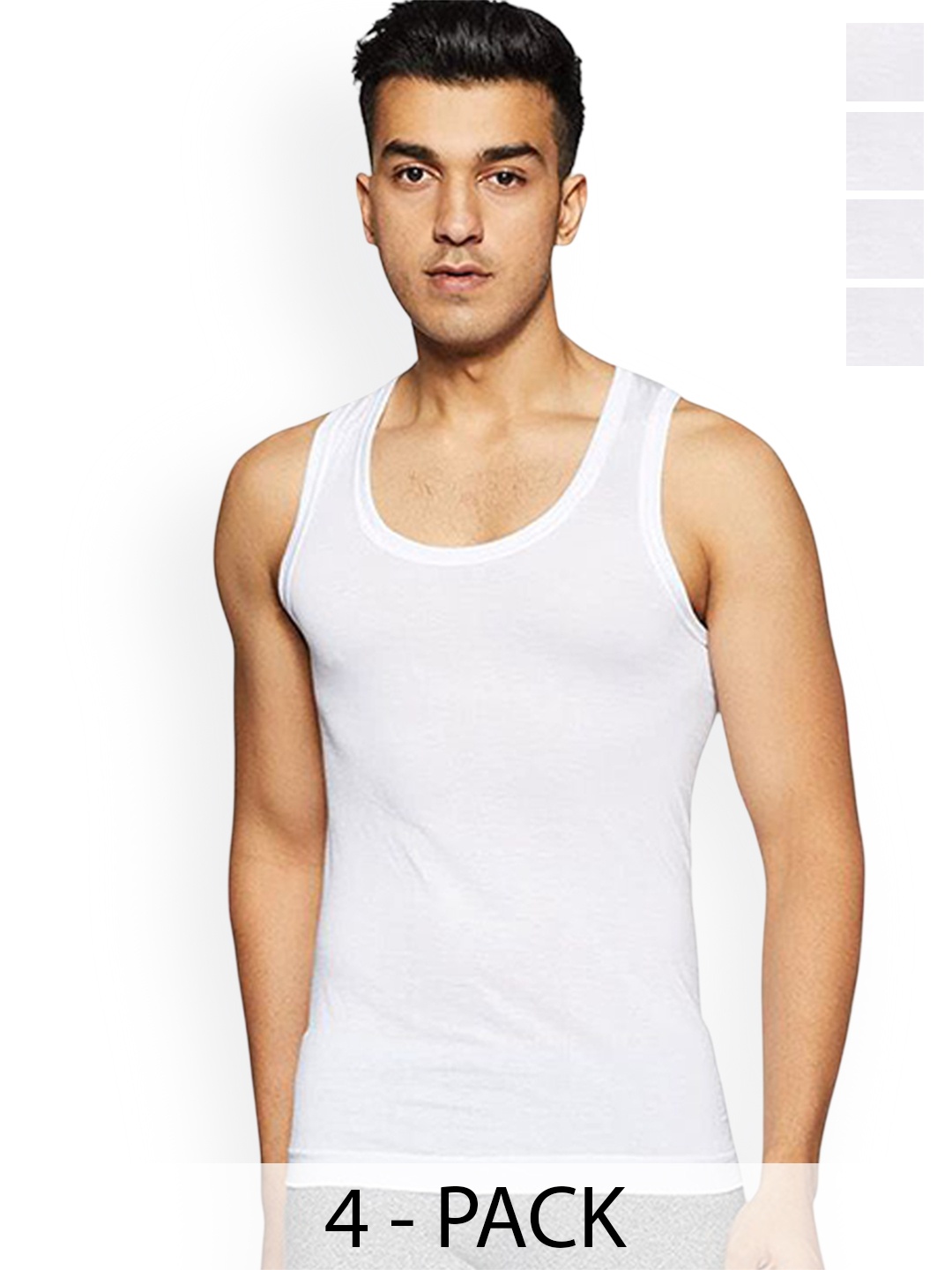 

Rupa Pack Of 4 Pure Cotton Undershirt Vests Frontline-Air-Whit-RN-4-85, White