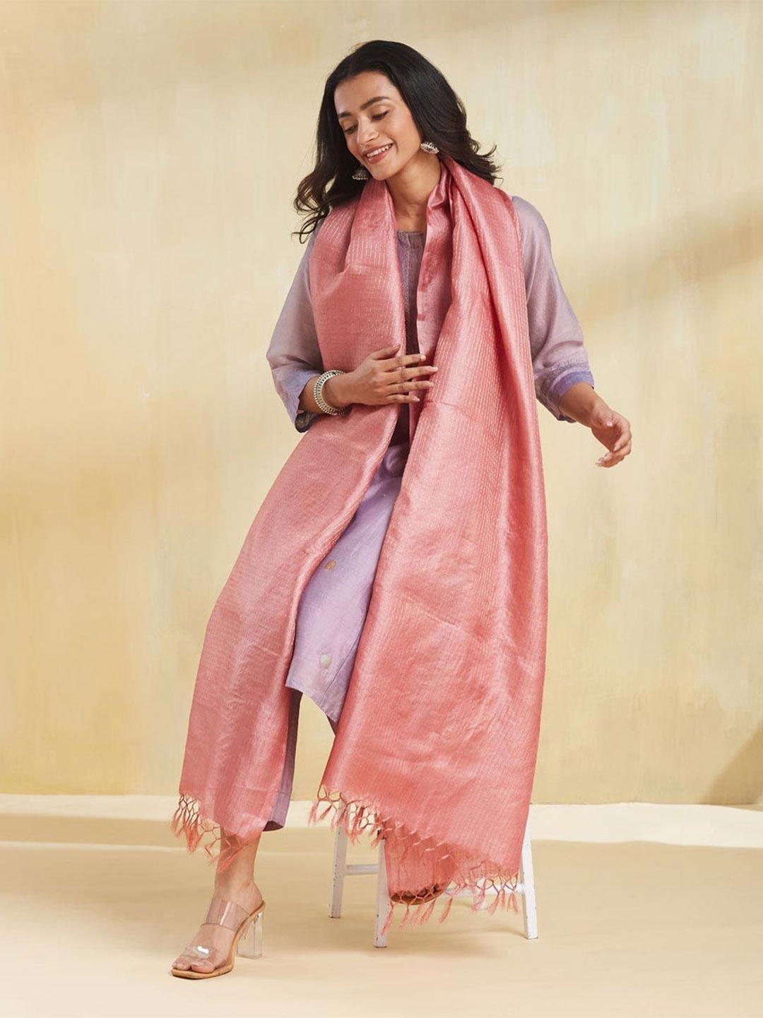 

Fabindia Woven Design Dupatta, Pink