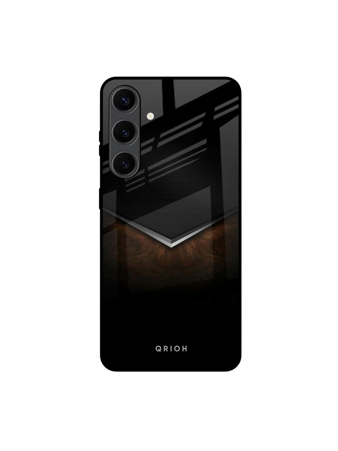

QRIOH Dark Walnut Real Printed Samsung Galaxy S24 Plus Back Case, Black