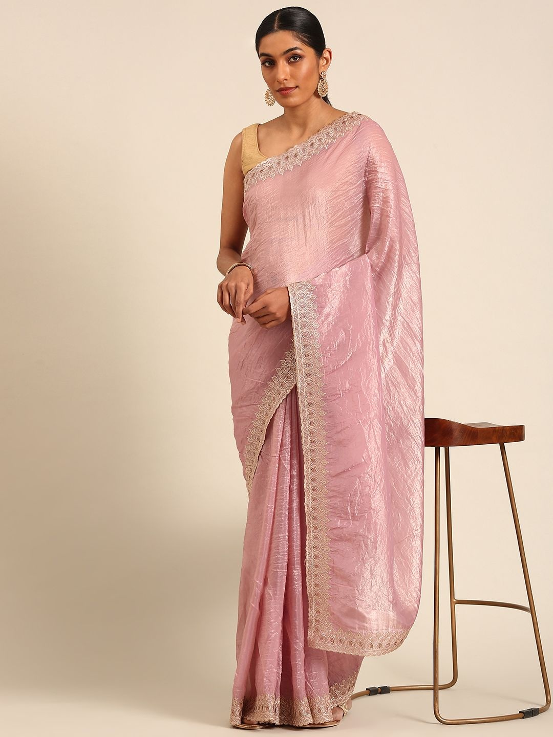 

LeeliPeeri Designer Beads and Stones Embroidery Work Saree, Purple