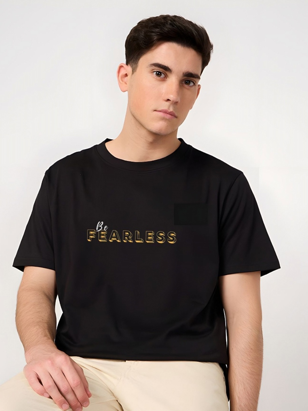 

Moda Rapido Men Typography Printed Round Neck Cotton Relaxed Fit T-shirt, Black