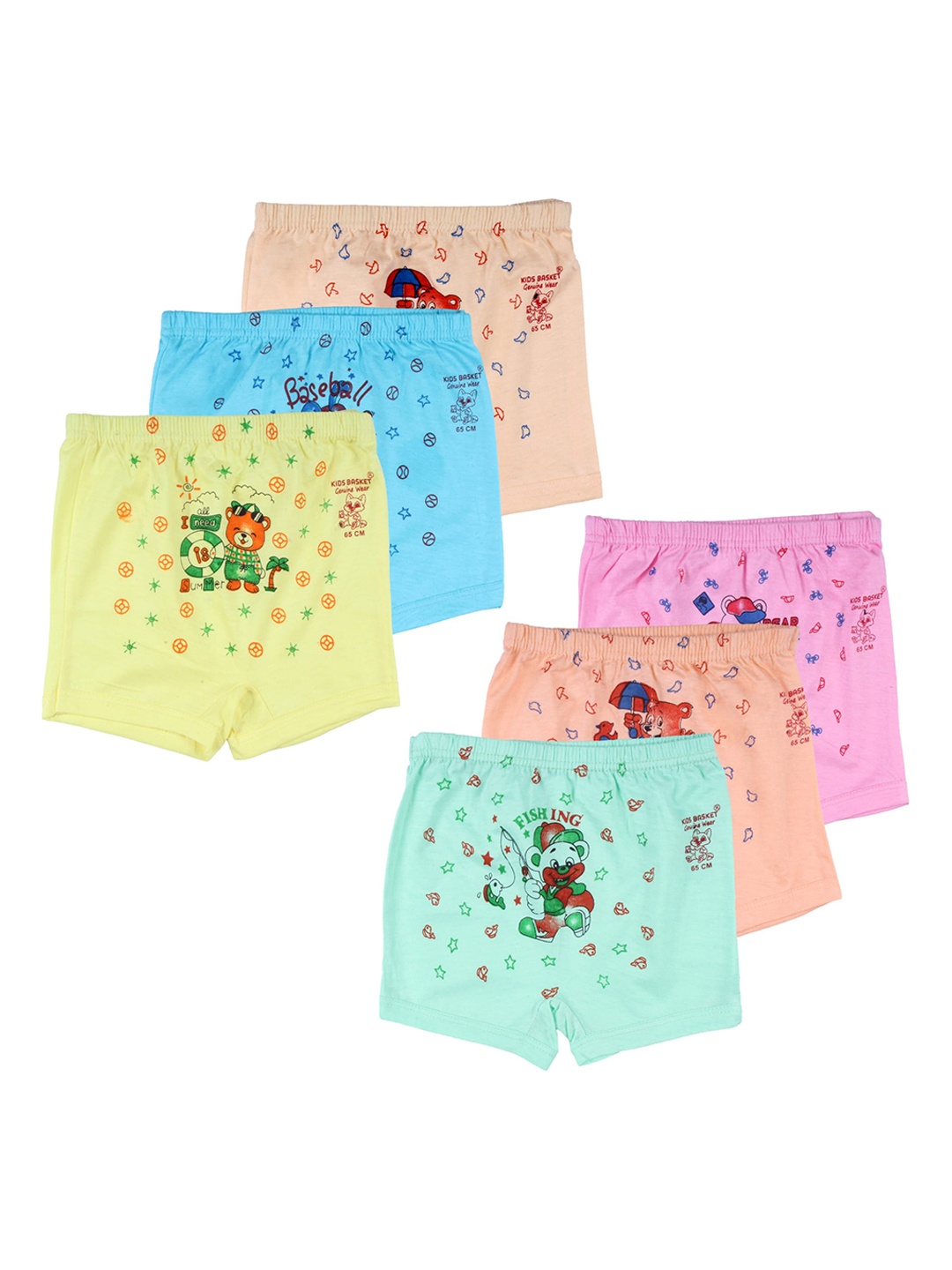 

Kids Basket Boys Pack Of 6 Printed Cotton Basic Briefs M-BY-KBFROOTY-DR-6PC, Pink