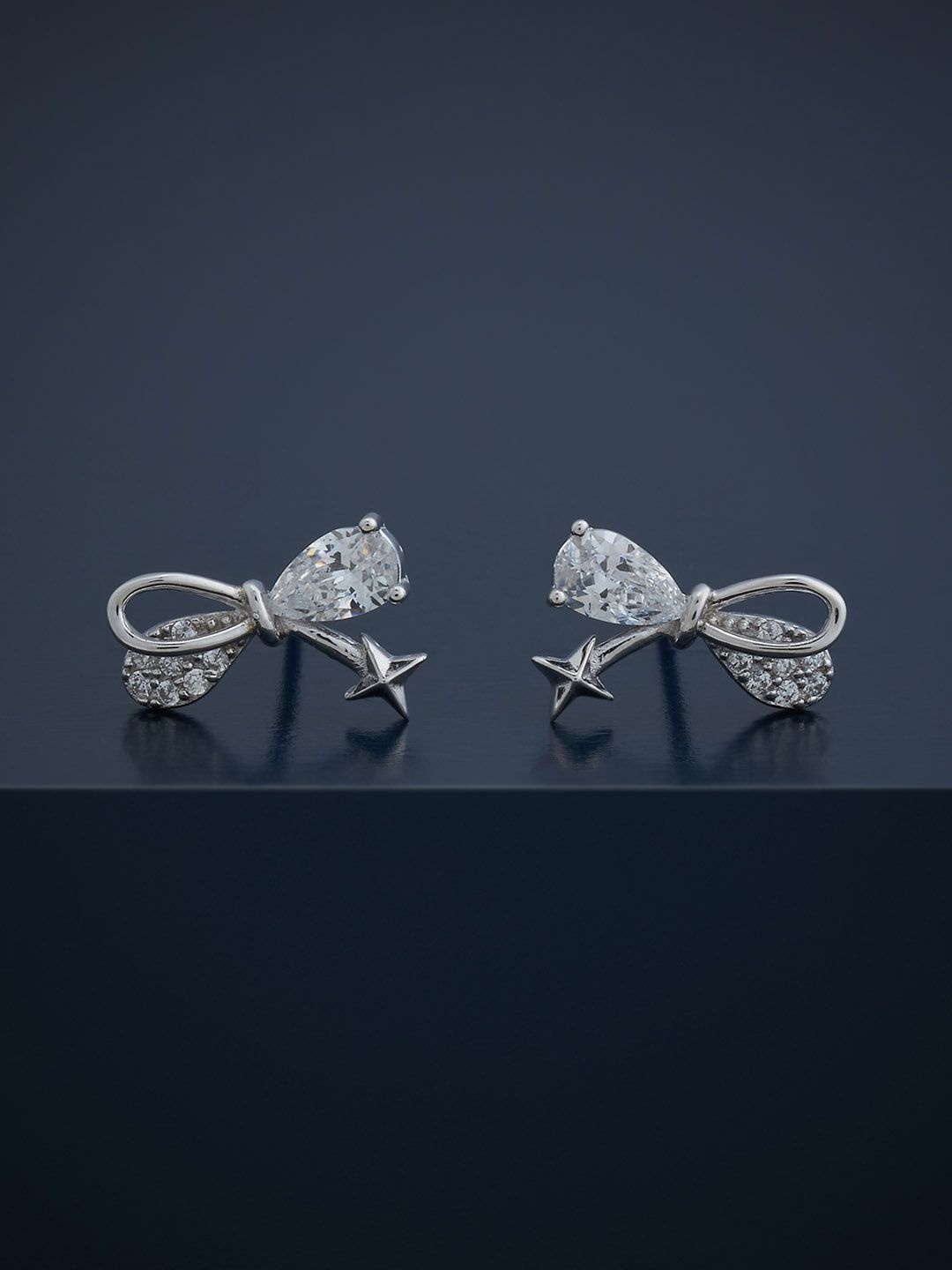 

Kushal's Fashion Jewellery 92.5 Silver Rhodium-Plated Classic Studs Earrings