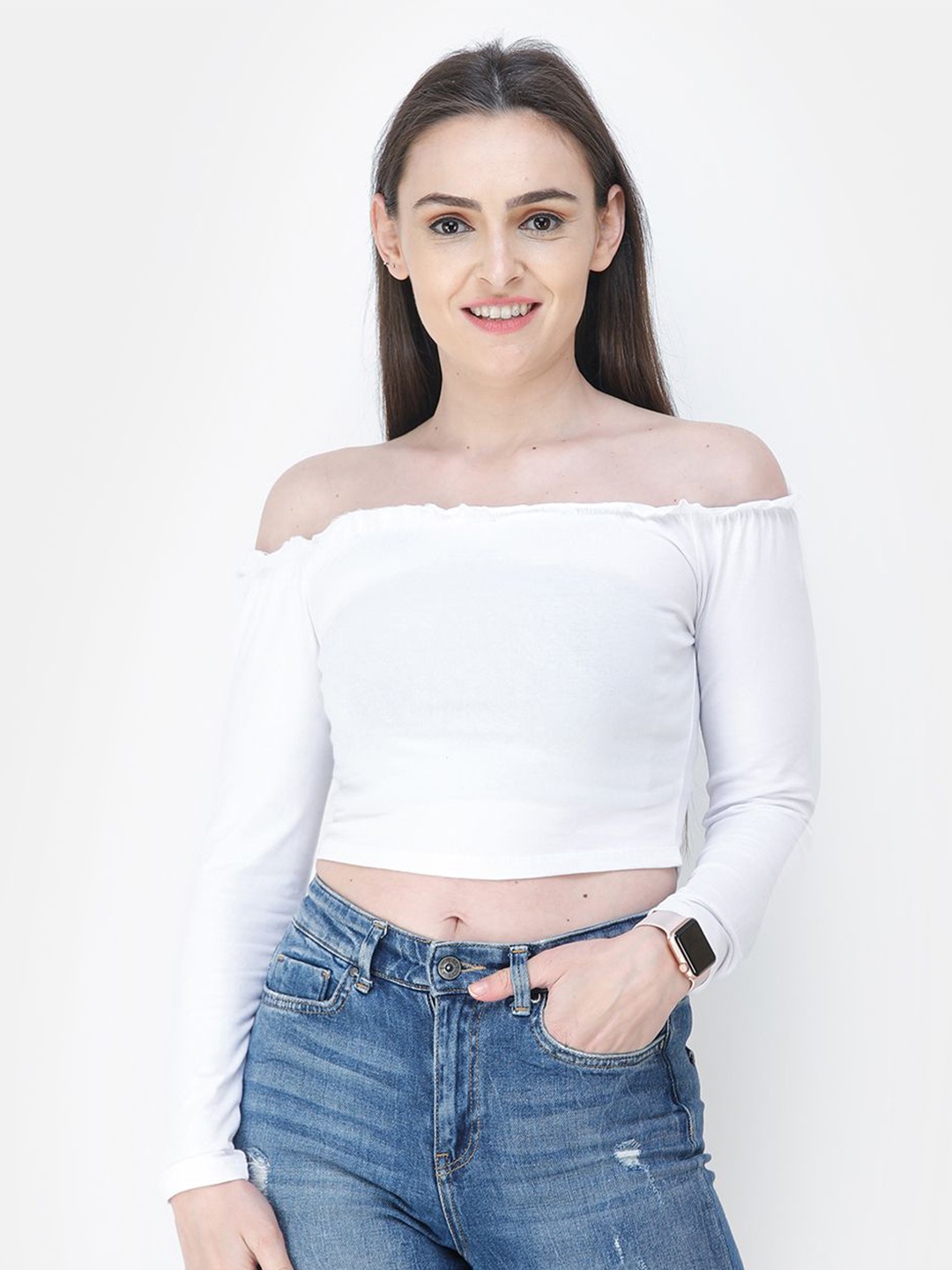 

Moda Rapido Off-Shoulder Cotton Bardot Top, White