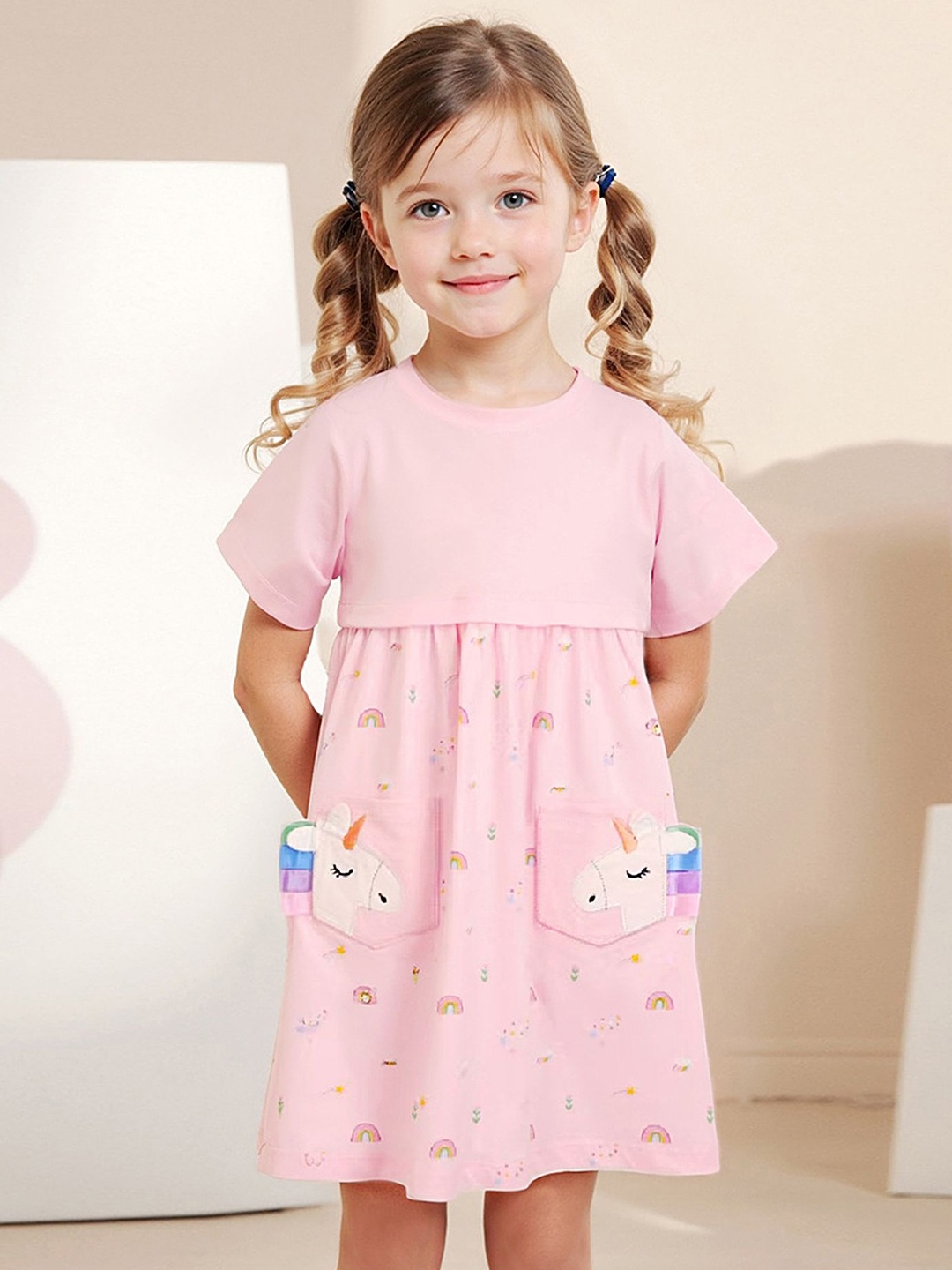 

LULU & SKY Girls Printed Nightdress, Pink