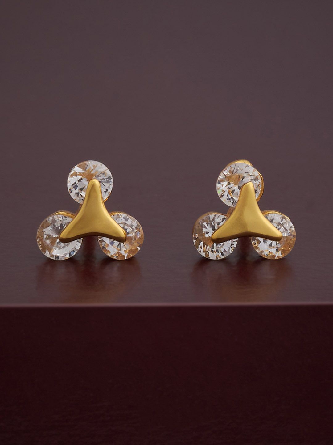 

Kushal's Fashion Jewellery 92.5 Silver Gold-Plated Zircon Stone Studded Studs