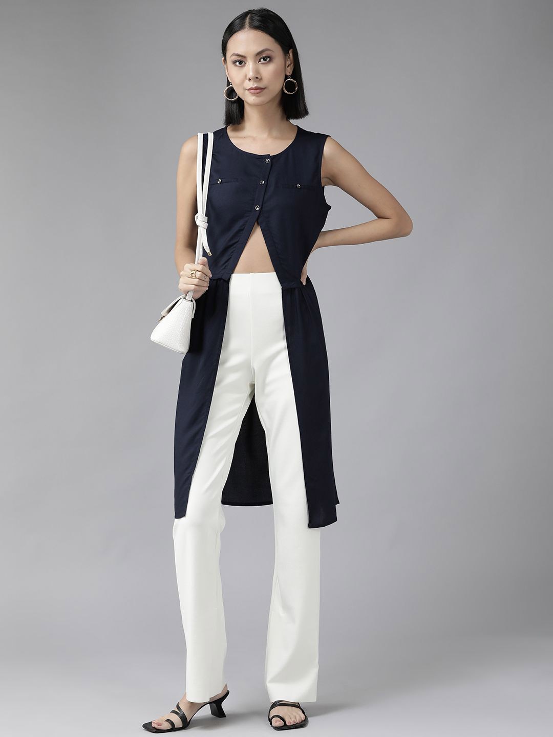 

CORSICA Georgette Crop Top, Navy blue