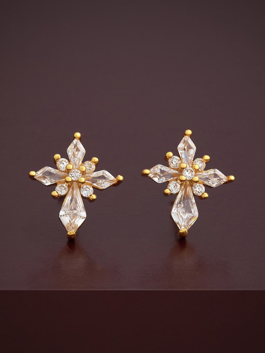 

Kushal's Fashion Jewellery 92.5 Silver Gold Plated Party Studs Earrings